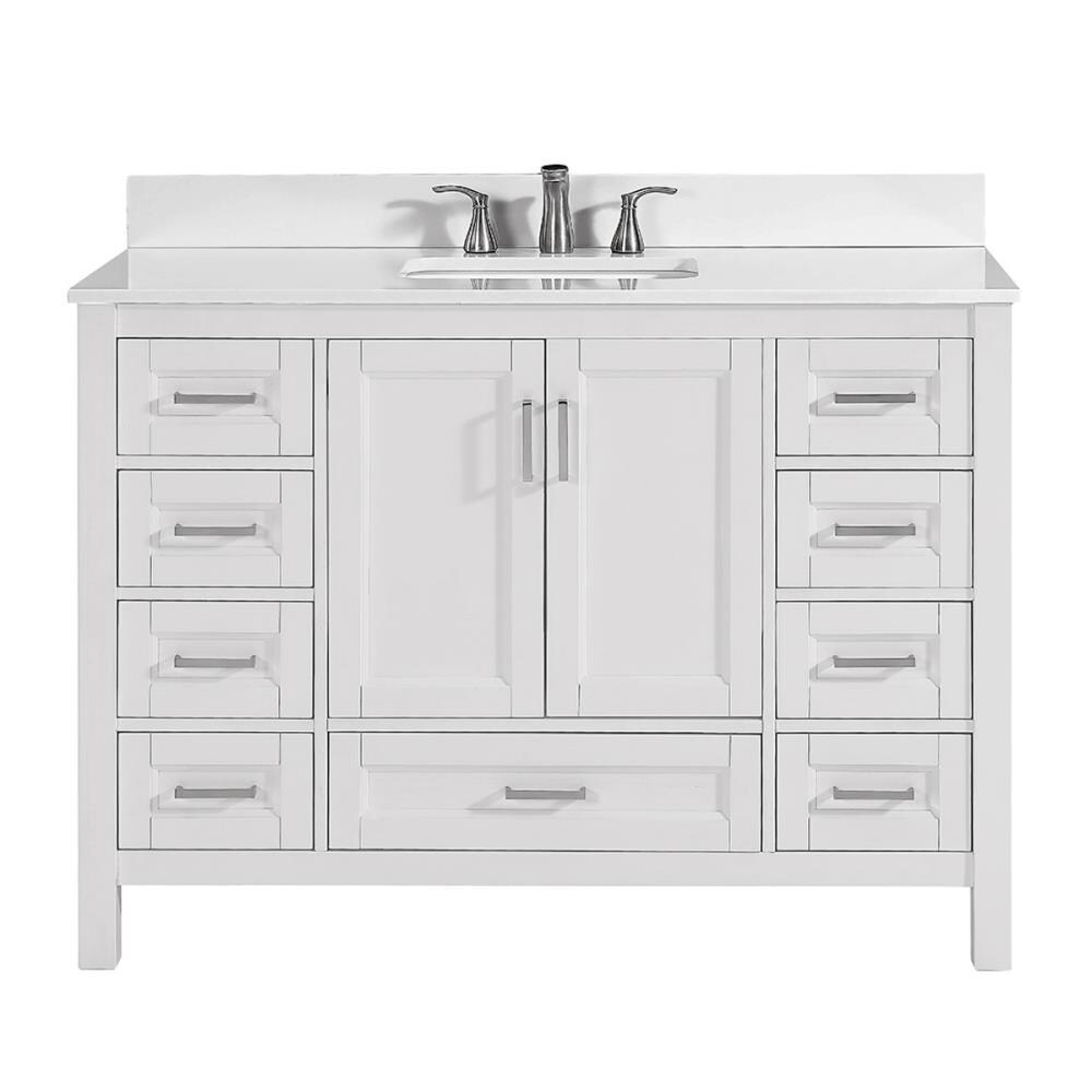 Durham 48-in White Oak Single Sink Bathroom Vanity with Terrazzo Engineered Stone Top
