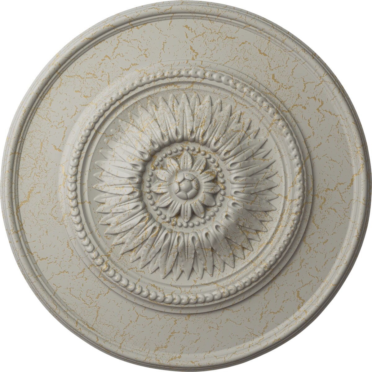 Ekena Millwork CM23FLPCC Floral 23.5-in W x 23.5-in L Painted Pot Of Cream Crackle Polyurethane Split Ceiling Medallion