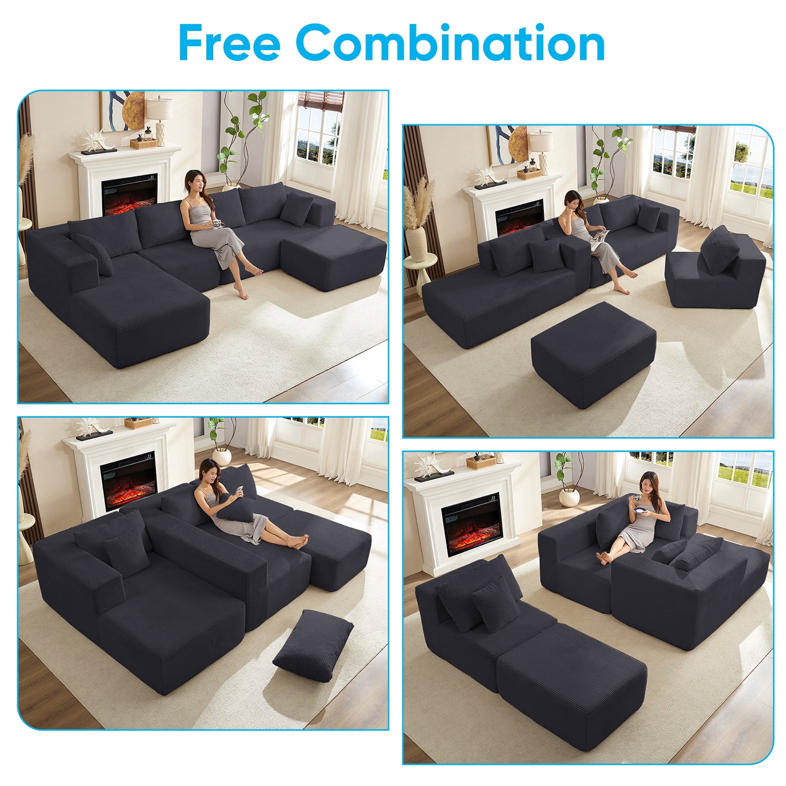 Mjkone LW11330-BLACK Sofas-Loveseats - View #4