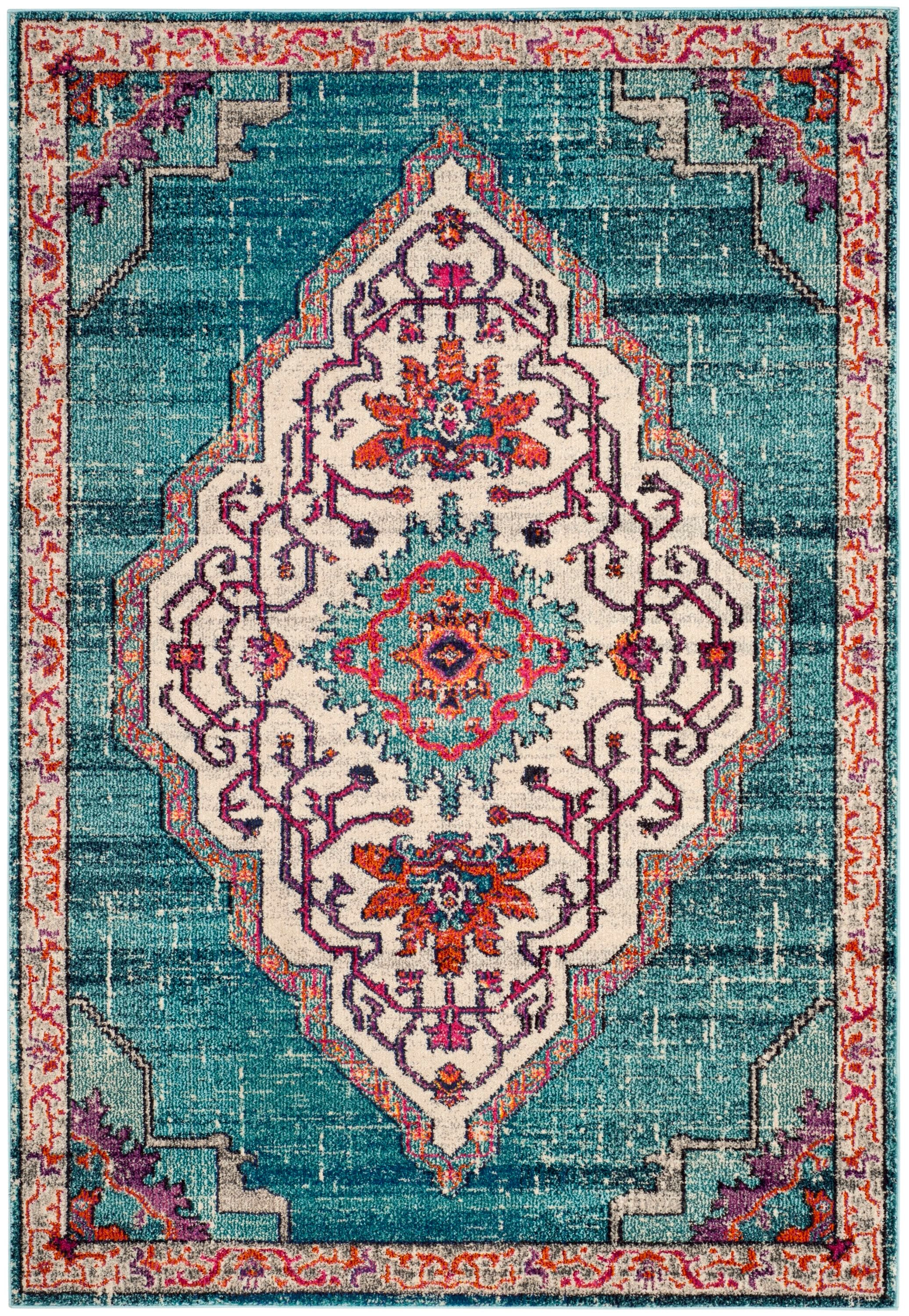 Safavieh MNC254J-5 Monaco Celeste 5 x 8 (ft) Loomed Polypropylene Blue/Multi Rectangular Indoor Distressed/Overdyed Bohemian/Eclectic Area rug