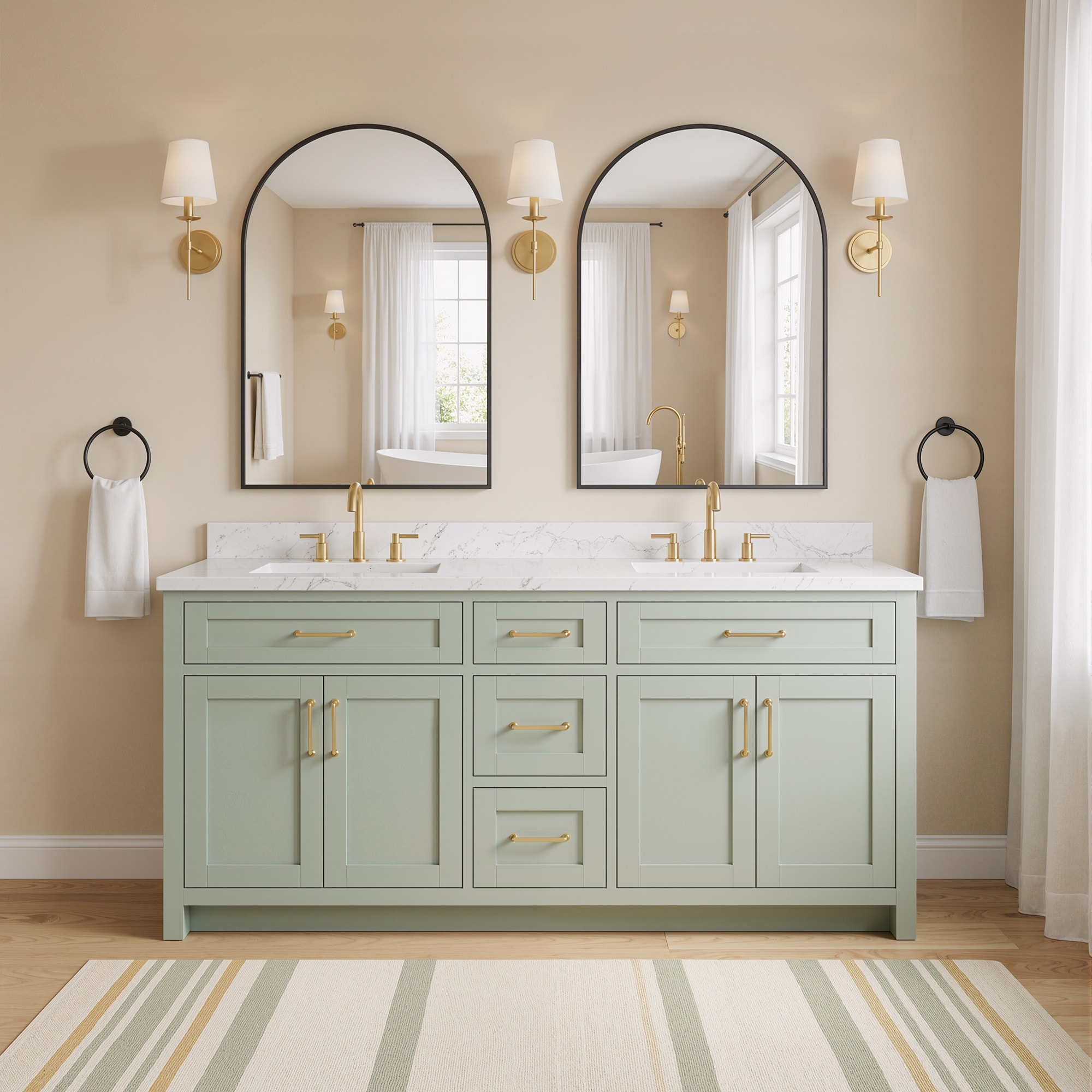 PexFix Set of 2 24-in W x 36-in H Surface/Recessed Mount Black Arched Medicine Cabinet Bathroom Storage