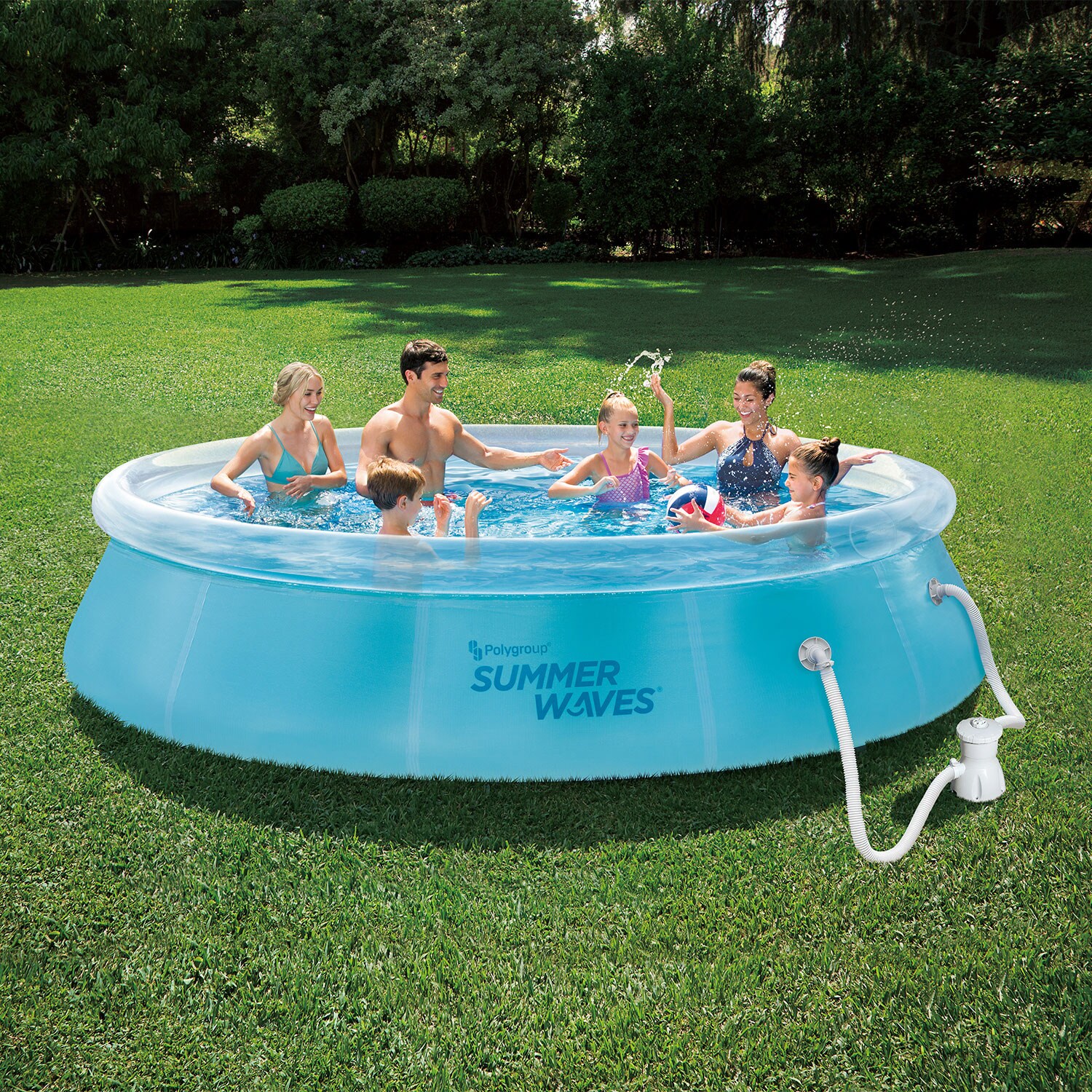 Summer Waves 12-ft X 12-ft X 30-in Inflatable Top Ring Round Above 