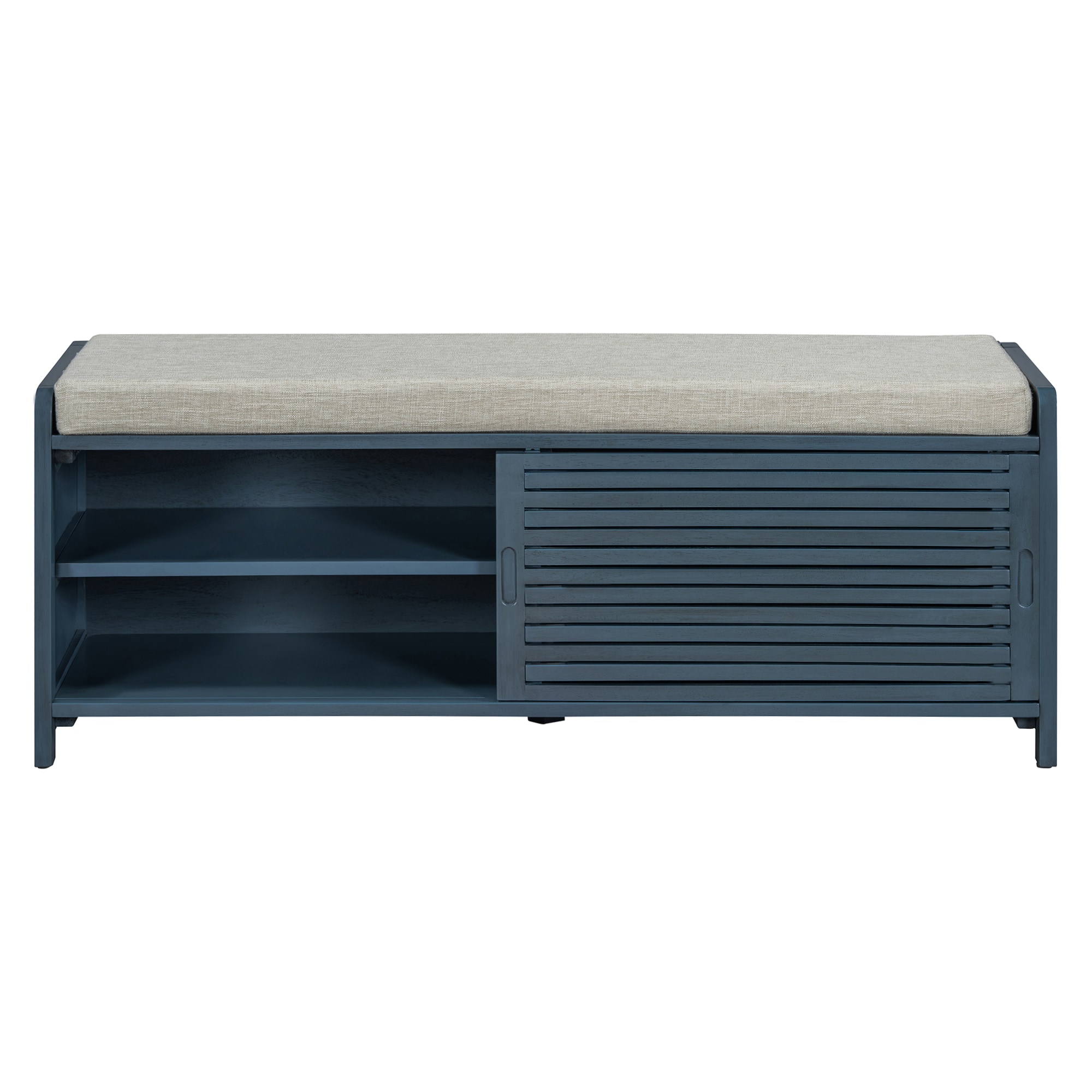 SINOFURN SYA330154BL Modern Blue Accent Bench with Storage 43.3-in x 15.3-in x 16.5-in