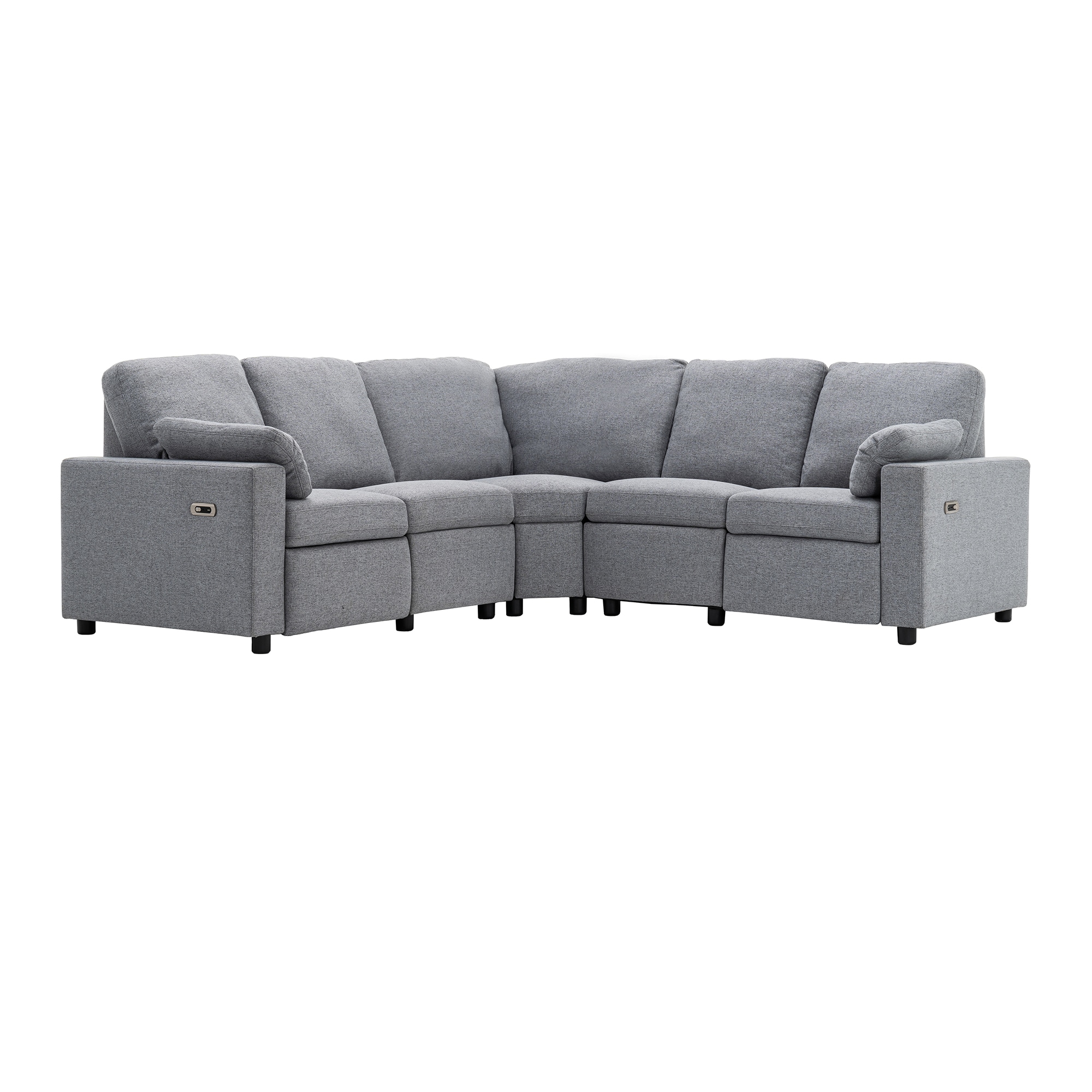Bybafun YA3700517 88.9-in Modern Gray Linen Reclining Sectional