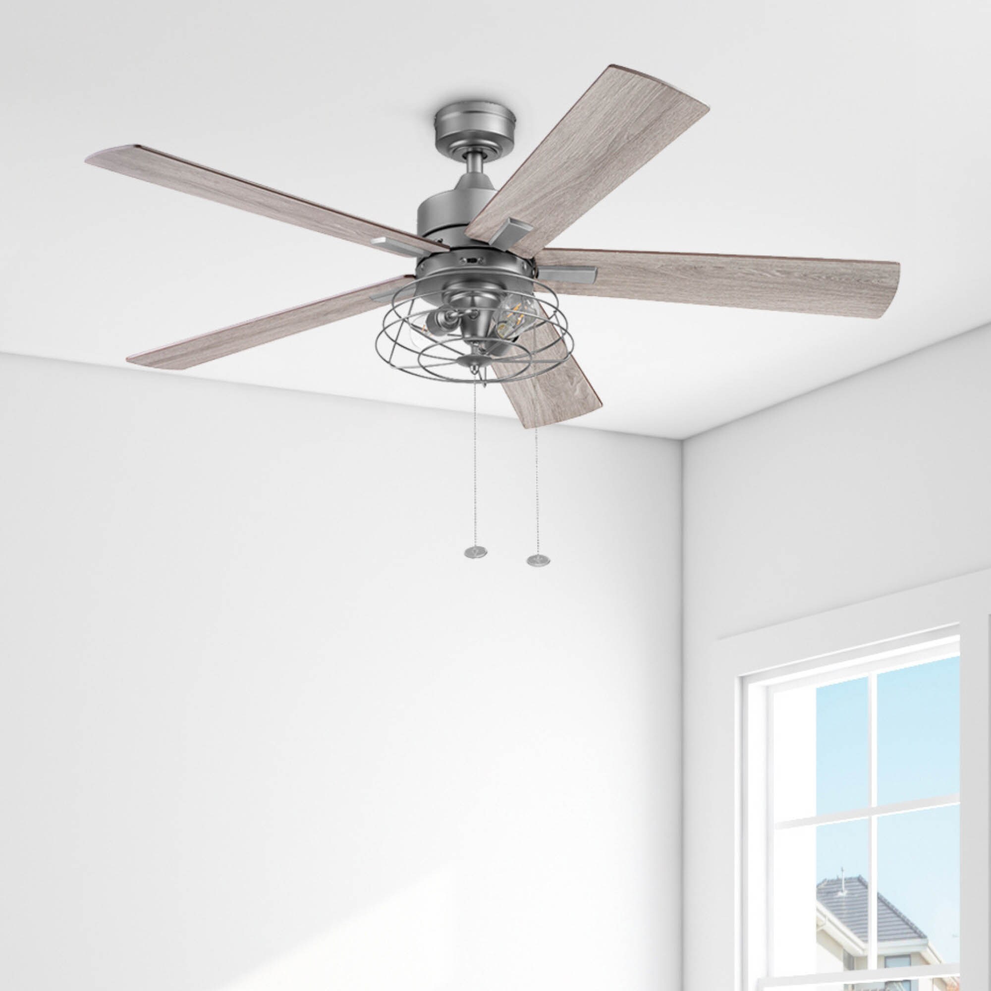 Marshall 52" Pewter Industrial Ceiling Fan with LED Light