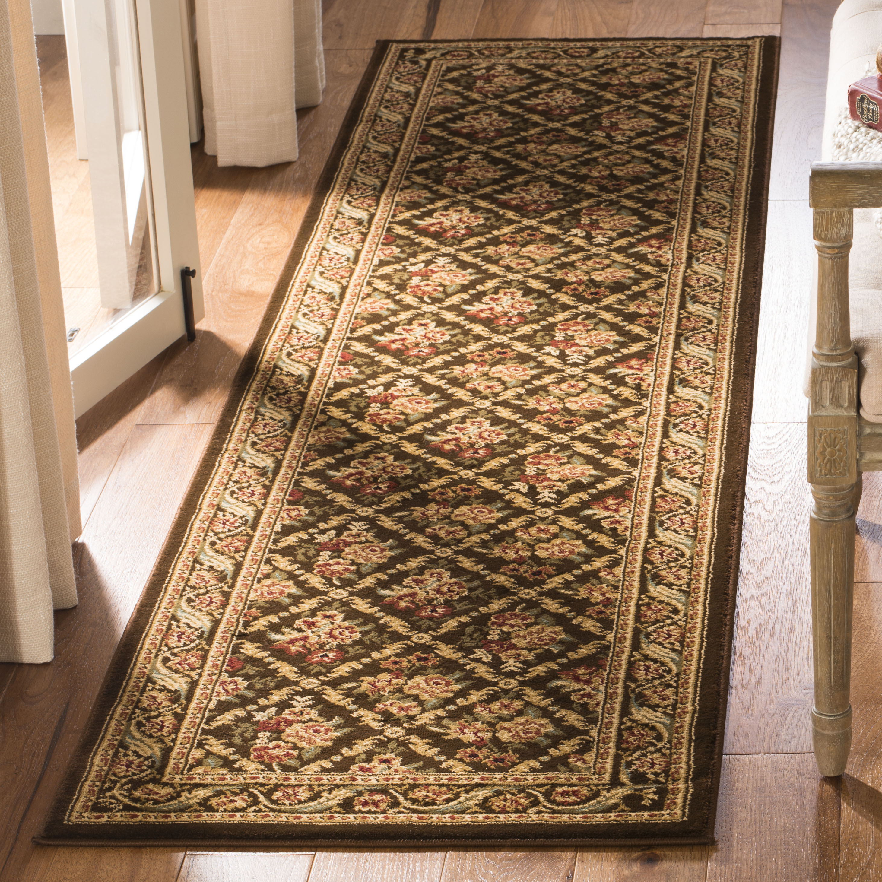 Safavieh LNH556-2525-212 Lyndhurst Floral Lattice 2 x 12 (ft) Loomed Polypropylene Brown/Brown Rectangular Indoor Floral/Botanical Oriental Runner rug