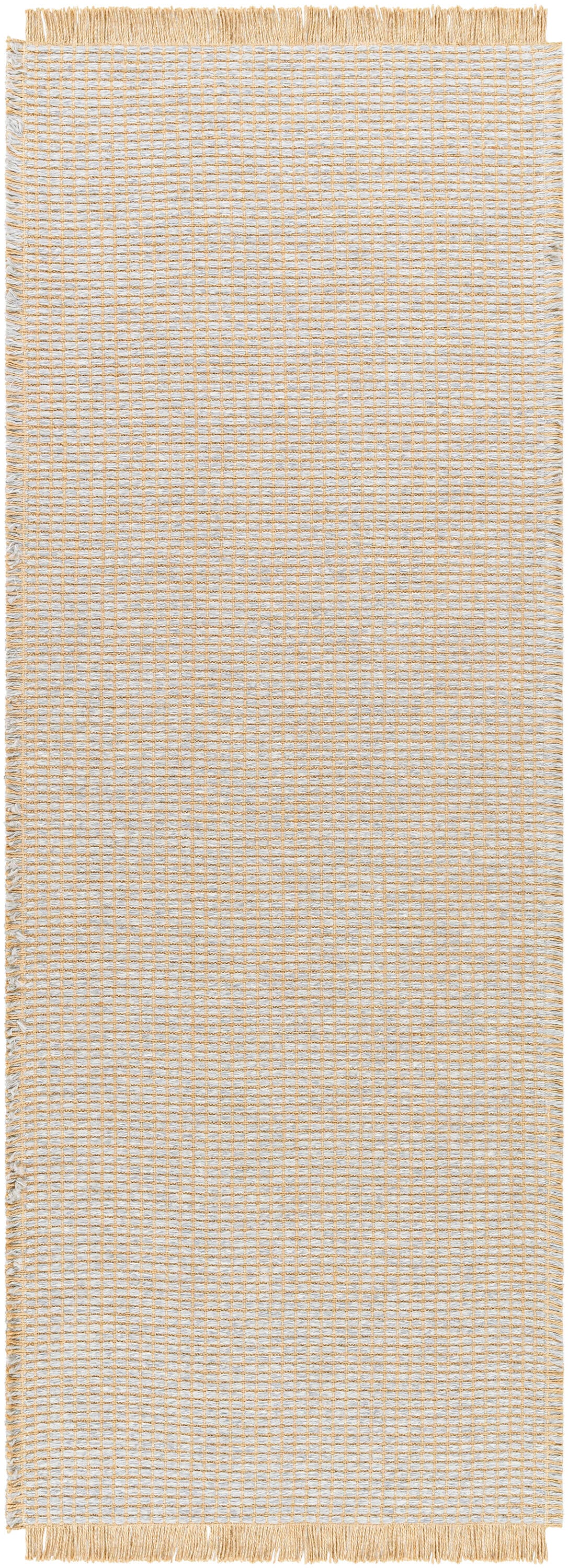 Gray and Natural Jute and Polypropylene Runner Rug, 2'7" x 7'3"