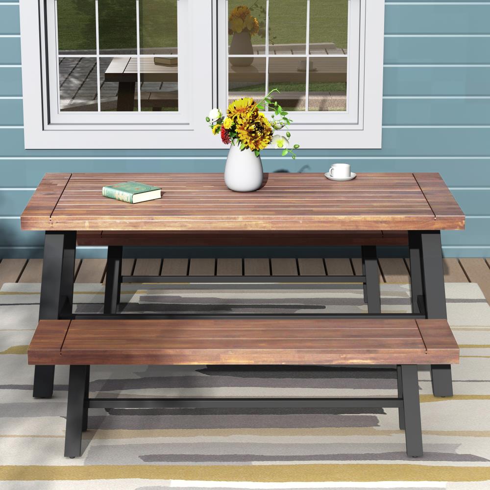 Clihome 3-Piece Brown Asian Hardwood Frame Patio Dining Set at Lowes.com