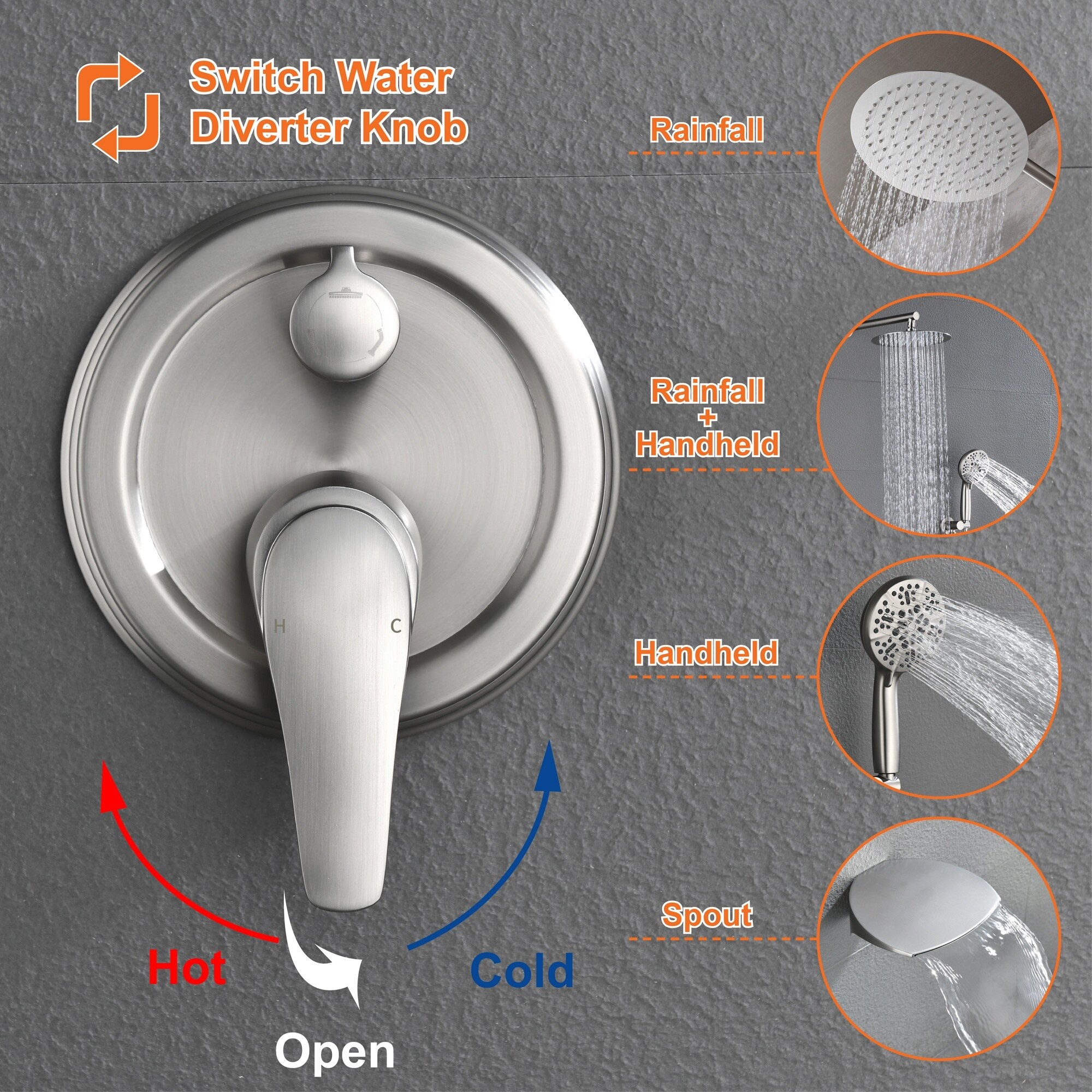 Boyel Living BL88054BN-12 Showerhead-Bar-Panels - View #7