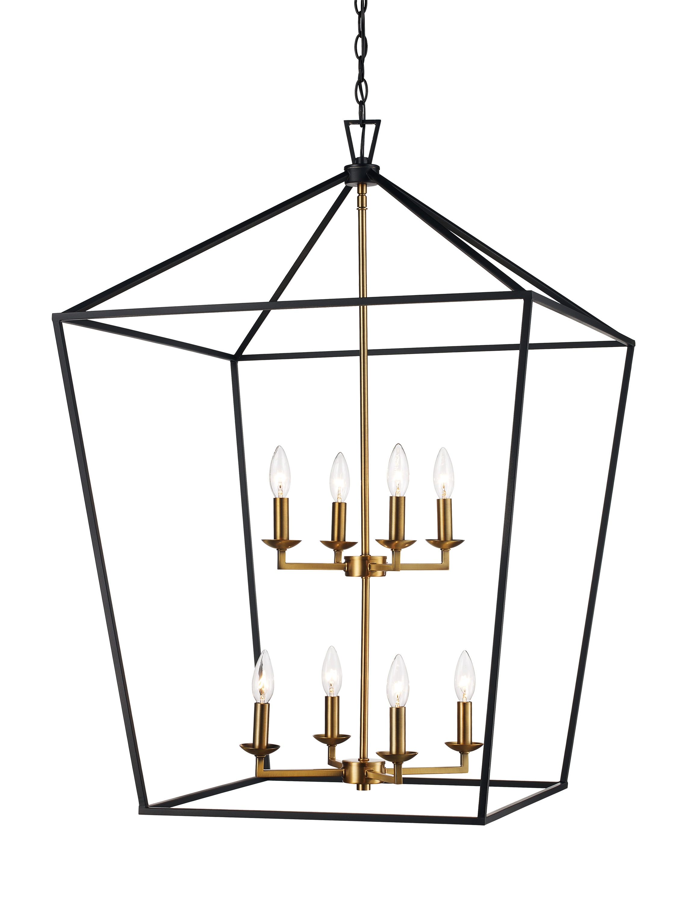 Trans Globe 10265 BK/AG Lacey 8 -Light Black/ Antique Gold French country/cottage Cone Large Hanging Pendant light
