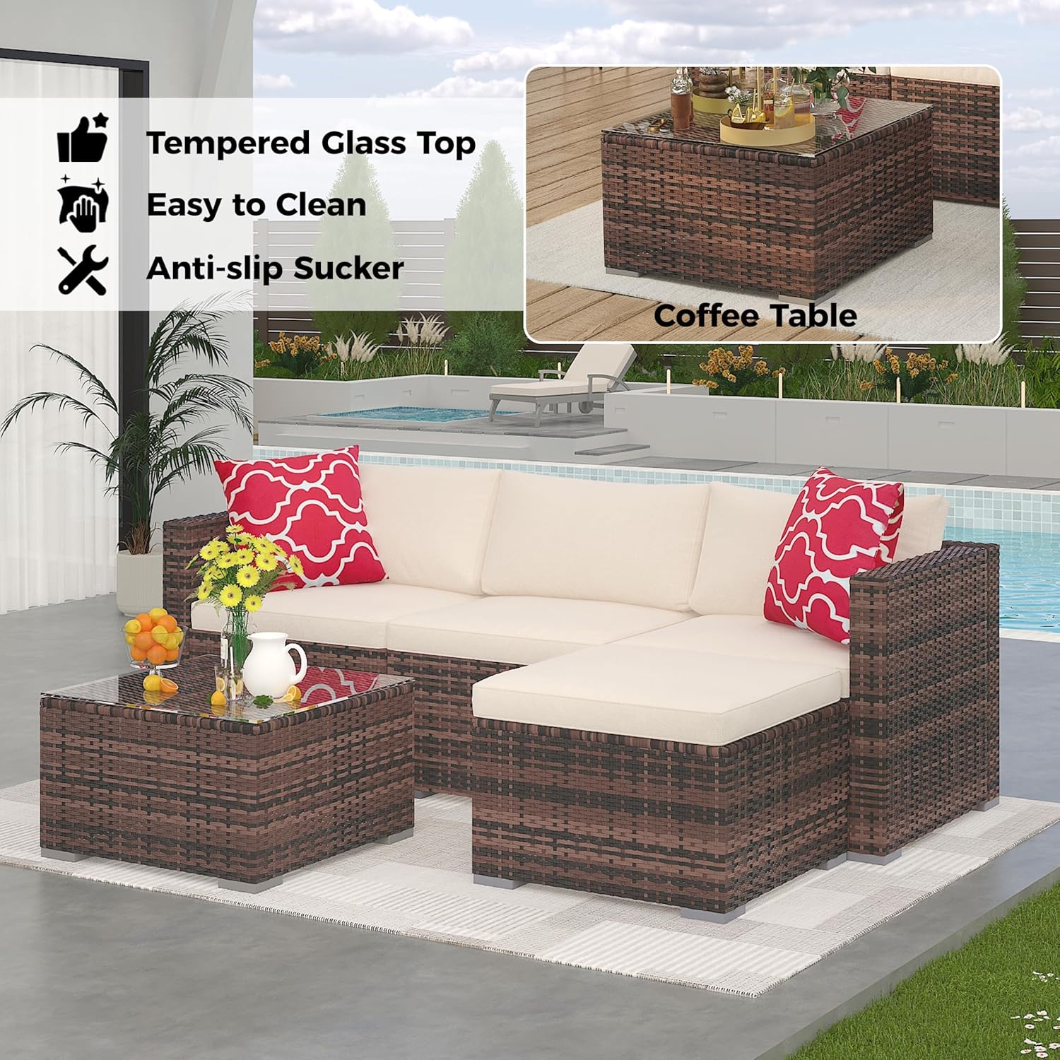 Garvee LS-PATIOSET34EGWHITE Patio-Conversation-Sets - View #6