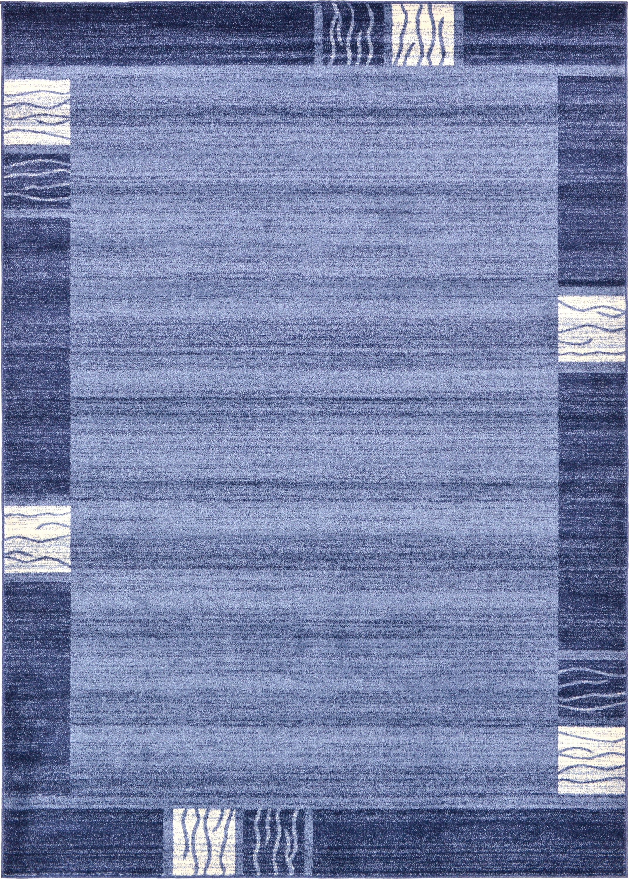 Unique Loom 3121521 Sarah Del Mar 7 x 10 (ft) Loomed Polypropylene Navy Blue/Ivory Rectangular Indoor Geometric Area rug