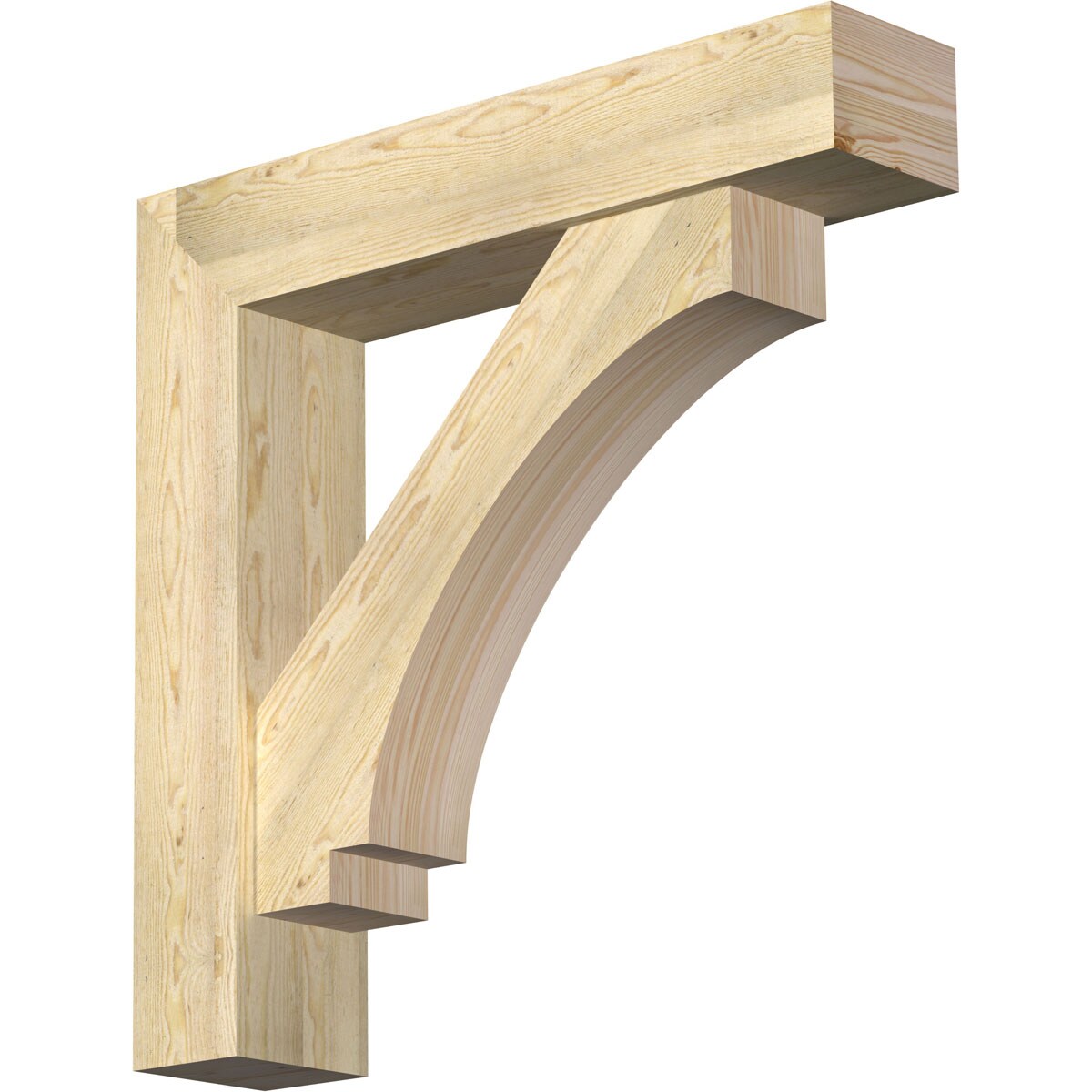 Ekena Millwork 1462899 Imperial Block Rough Sawn Bracket with Offset Brace 8-in x 38-in x 38-in Douglas fir Brown Wood Standard bracket