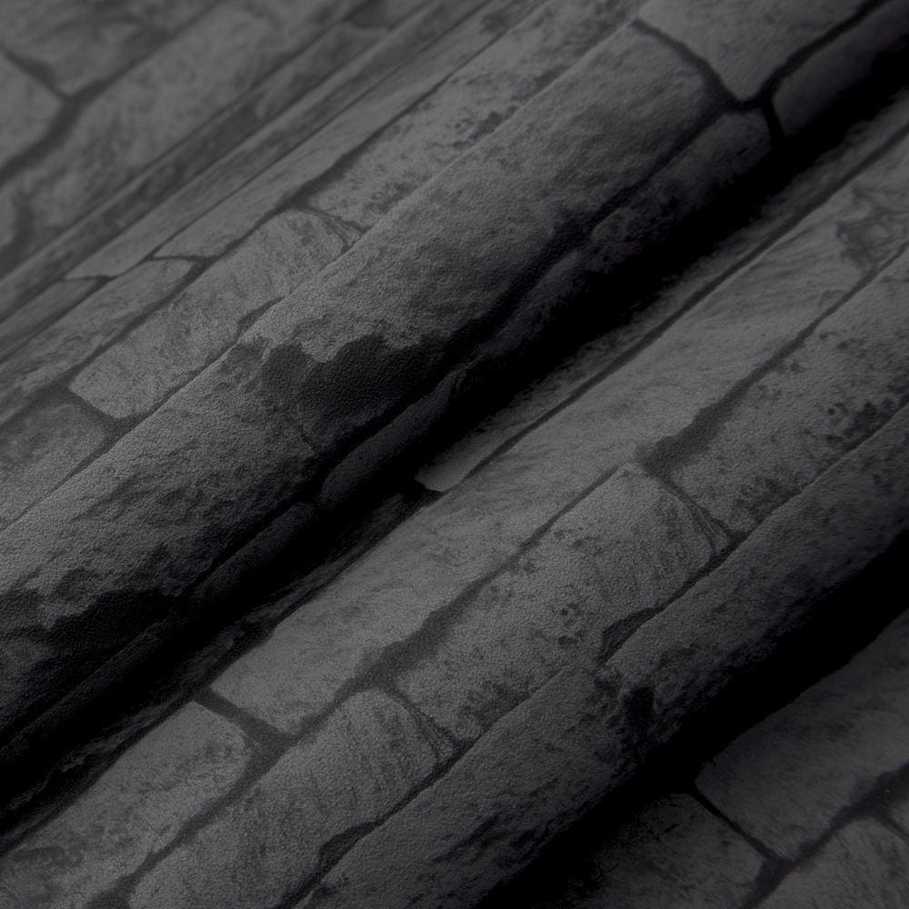 Graham & Brown 10134494 8-Inches Black Vinyl Textured Brick 0.6-Sq. Feet Unpasted Paste the wall Wallpaper Sample
