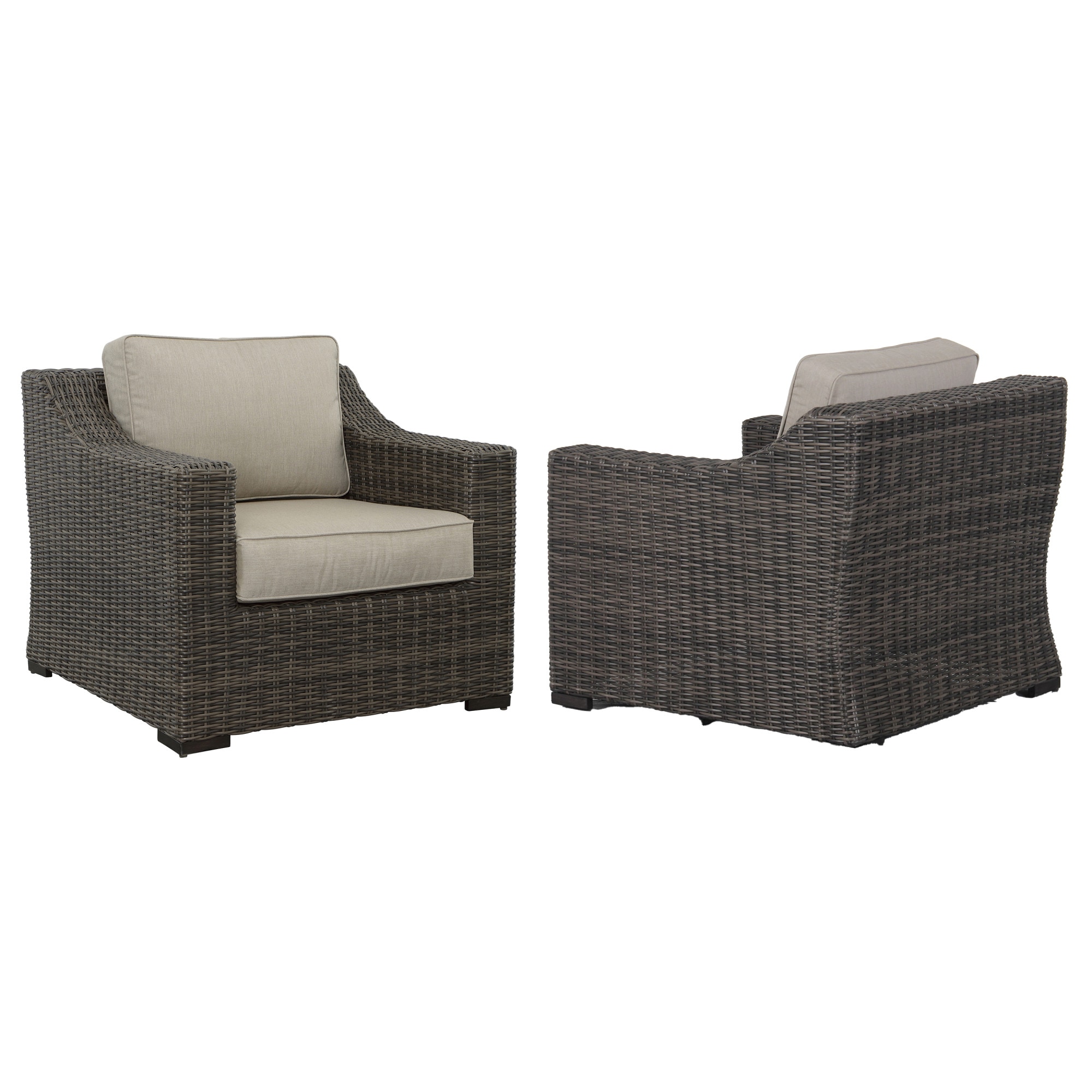 Steve Silver JON600CH Jones Set of 2 Wicker Brown Aluminum Frame Stationary Conversation Chair with Brown Cushioned Seat