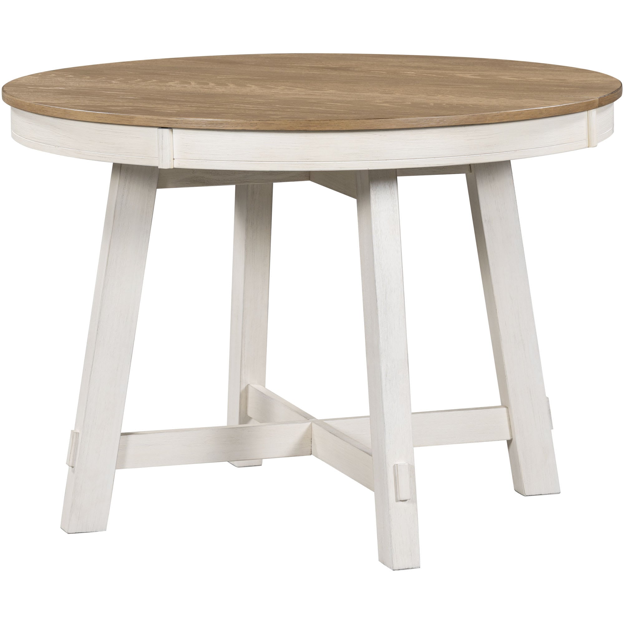 Vynxaria -  Farmhouse Round Extendable Dining Table with 16 Inch Leaf 42 to 58 Inch Wood Kitchen ...
