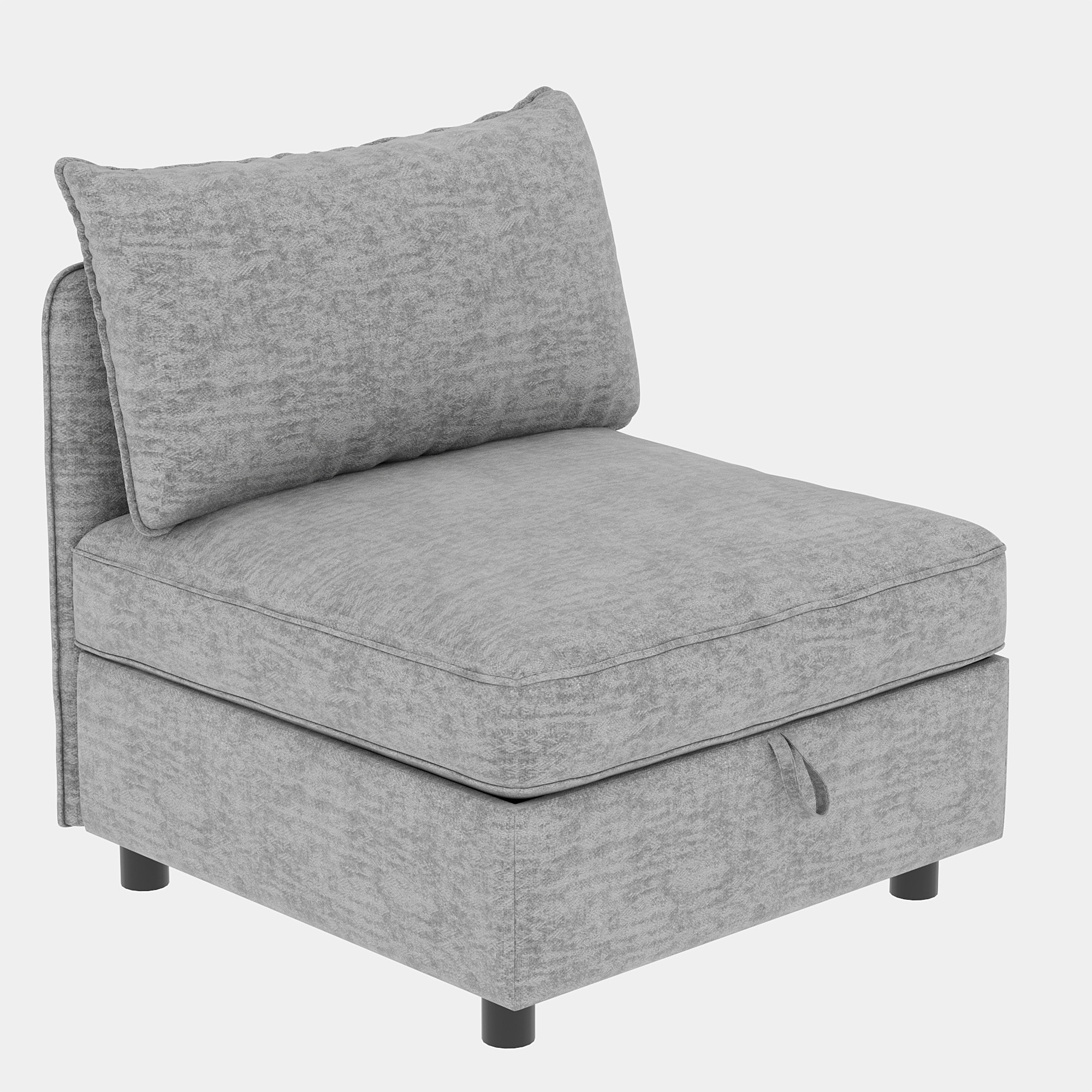 UOI 68 inch x 63 inch Grey Chenille Modular Loveseat Sofa with Storage Function for Small Spaces