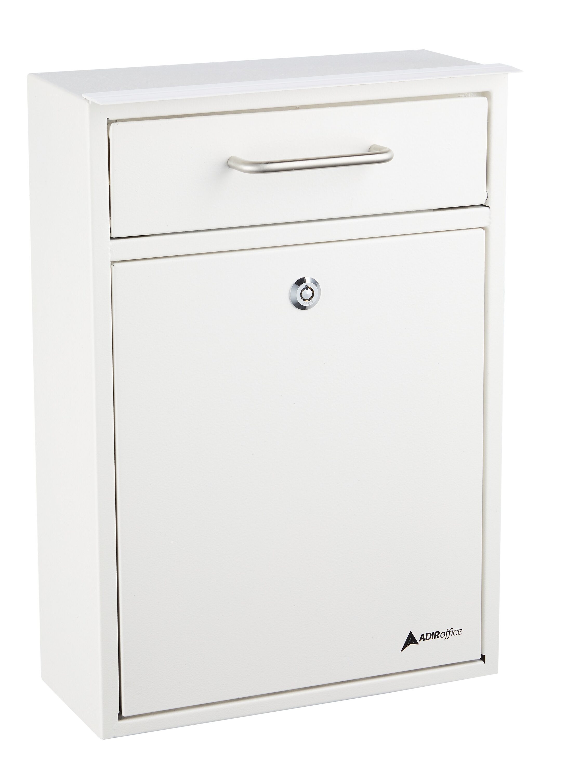 AdirOffice Locking Steel Wall-Mount Drop Box Large Mailbox White with Rain Guard