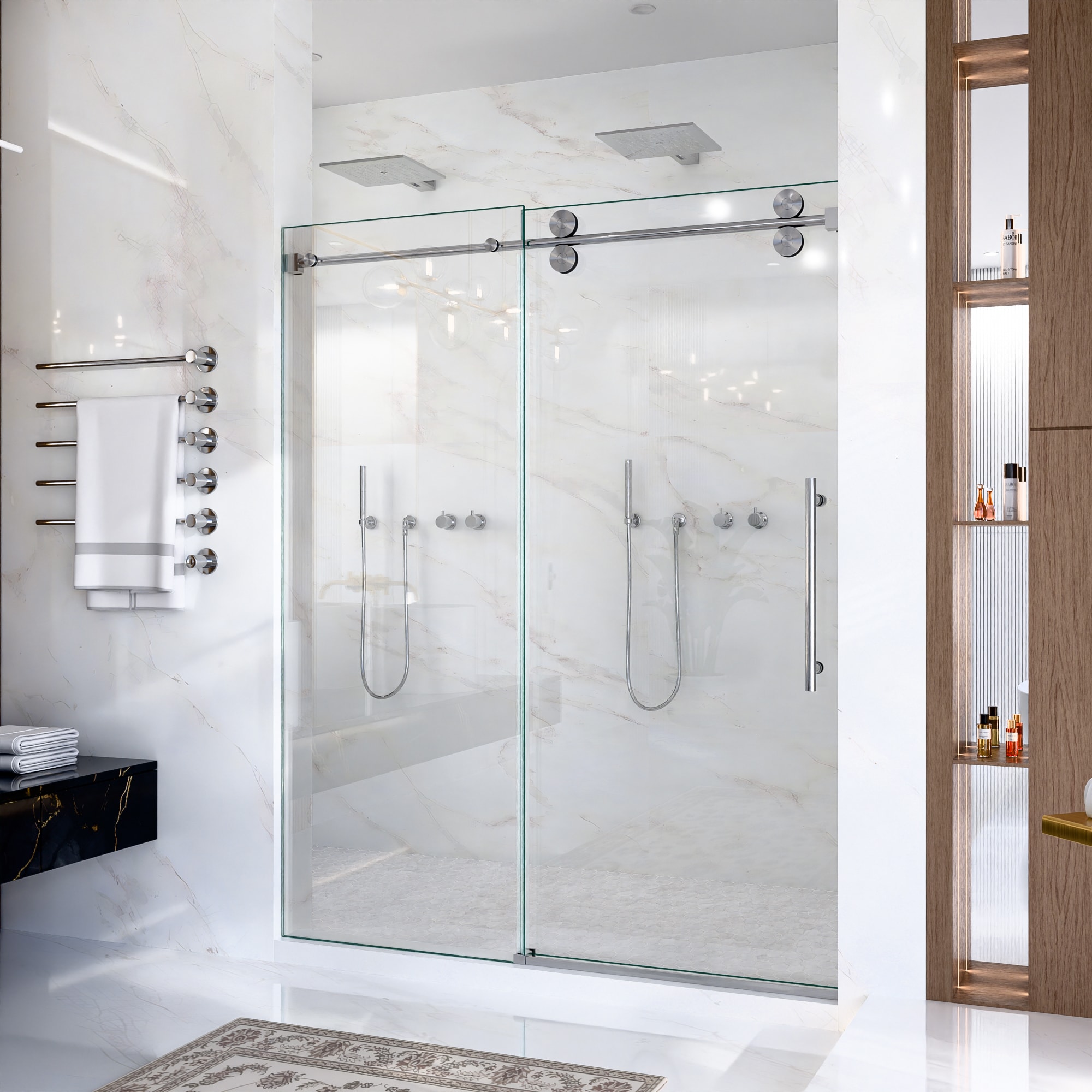 Huluwat 56-60 in W x 72 in H Frameless Single Sliding Shower Door 5/16 ...