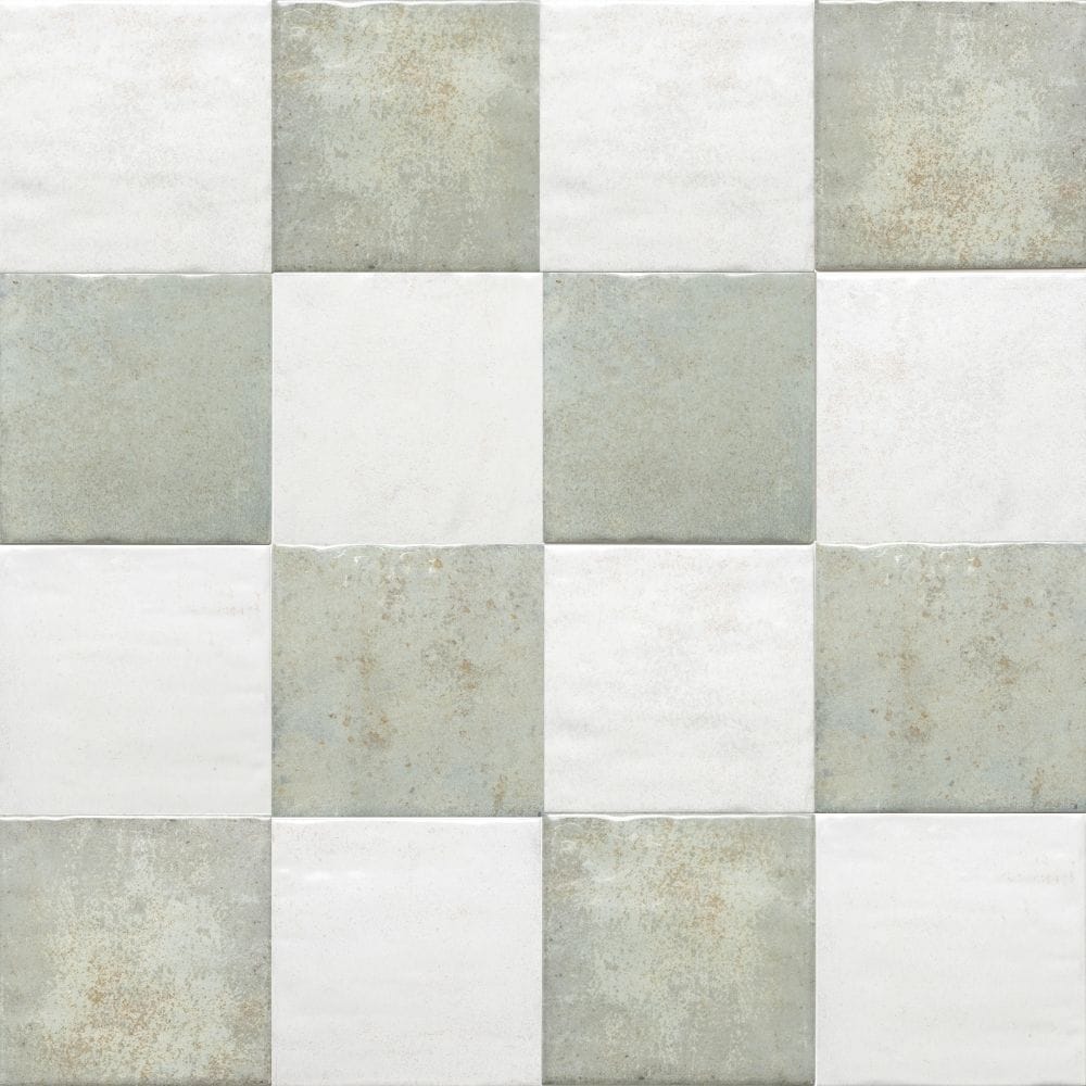 The Tile Life Sample - Vela Checkerboard Clean Green Field 4-in x 4-in Glossy Porcelain Wall Tile #SVERT0404CGF