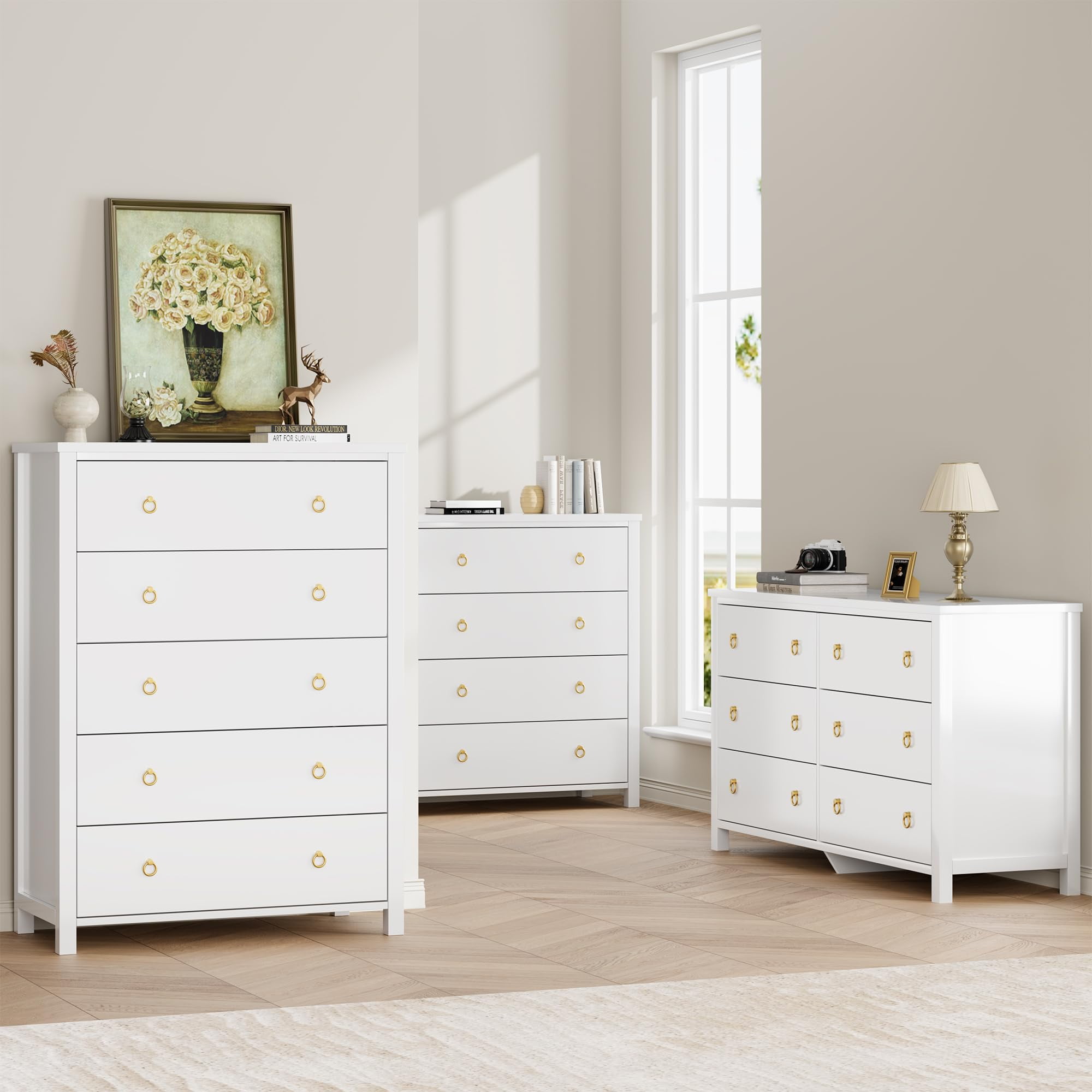 GAOMON 45inch Tall 5Drawer Wooden Dresser Stylish Storage for Bedroom — free download