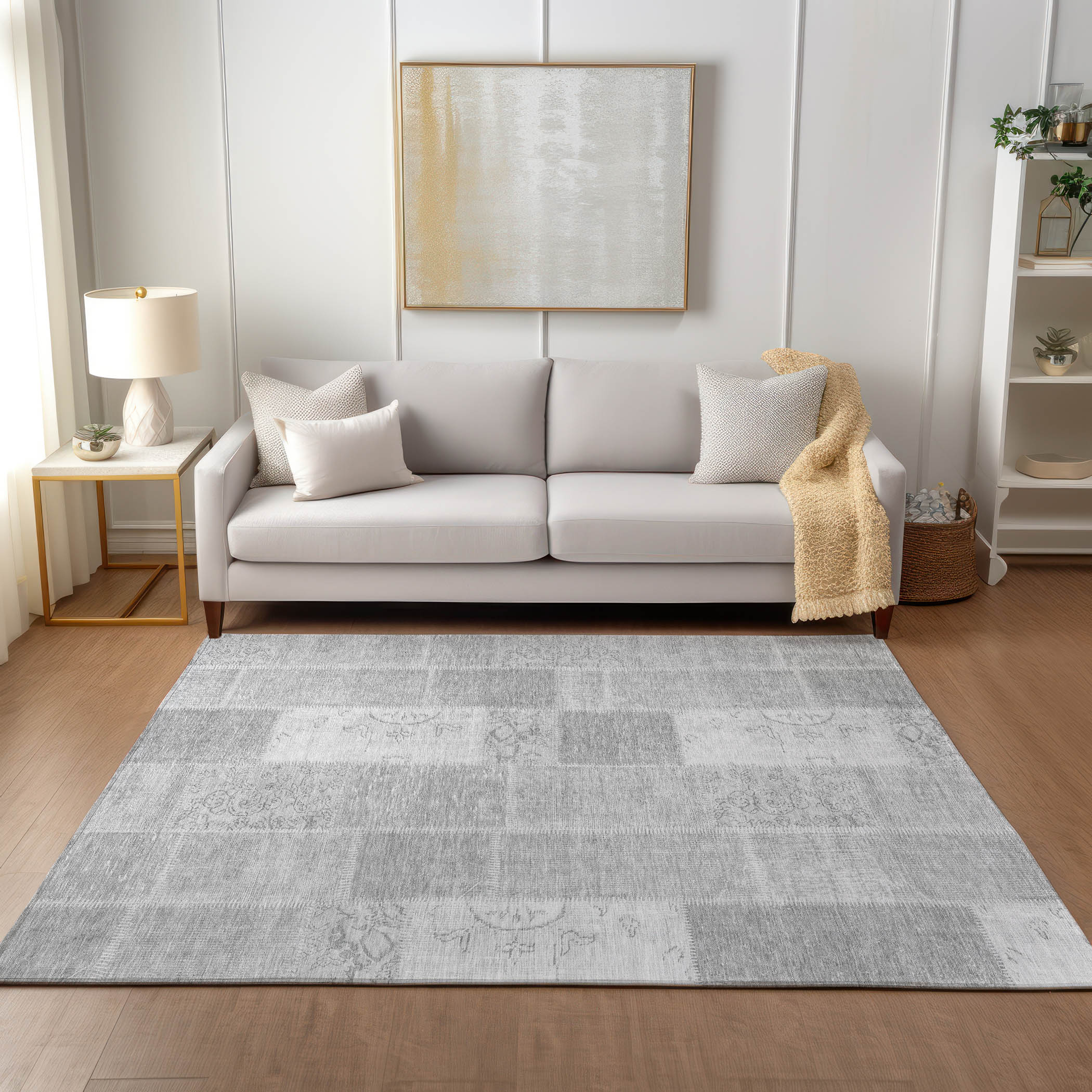 Addison Rugs ACN631SV8X10 Chantille ACN631SV 8 x 10 (ft) Polyester Silver Rectangular Indoor/Outdoor Geometric Machine washable Area rug