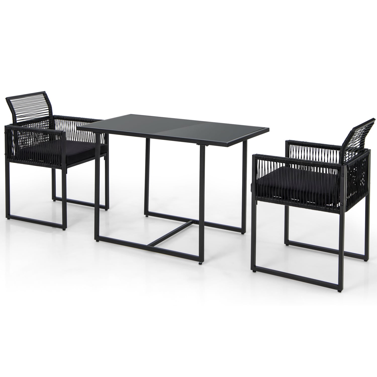 Volenca - 3-Piece Folding Acacia Wood Patio Bistro Set with Round Table and 2 Chairs 330-lb Cap
