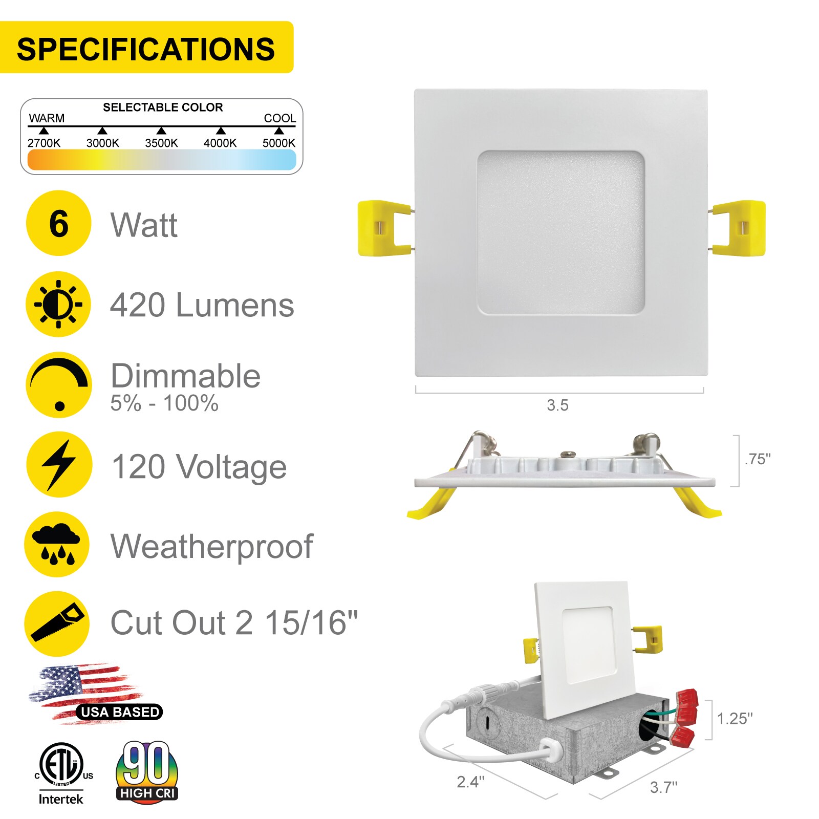 NUWATT NW-P-SQDL36W5CTWH12P Led-Retrofit-Downlight - View #2