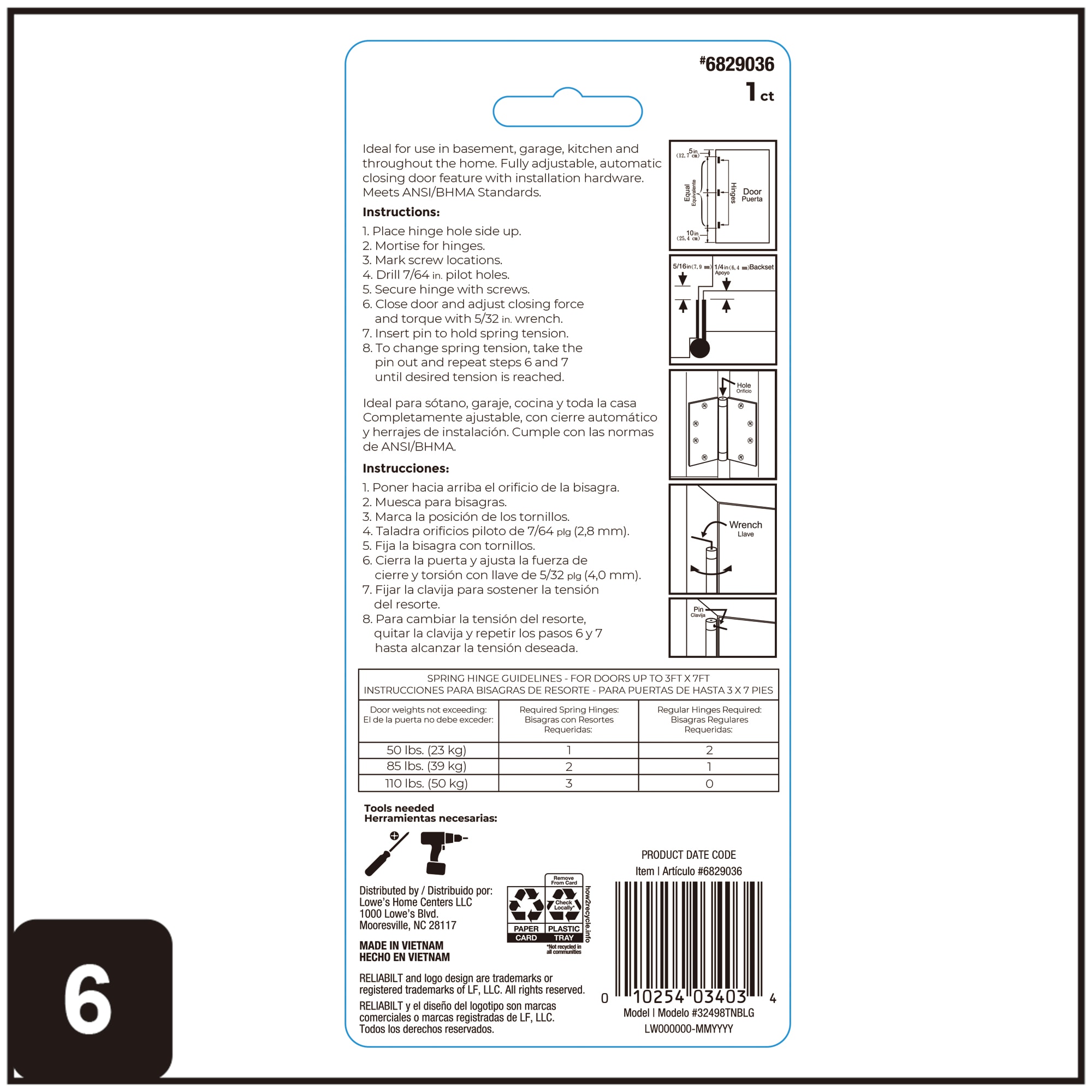 RELIABILT 32498TNBLG Entry-Door-Hinges - View #7