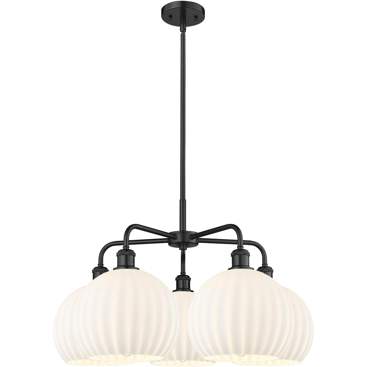 Innovations Lighting -  516-5CR-BK-G1217-10WV Ballston White Venetian Chandelier Matte Black