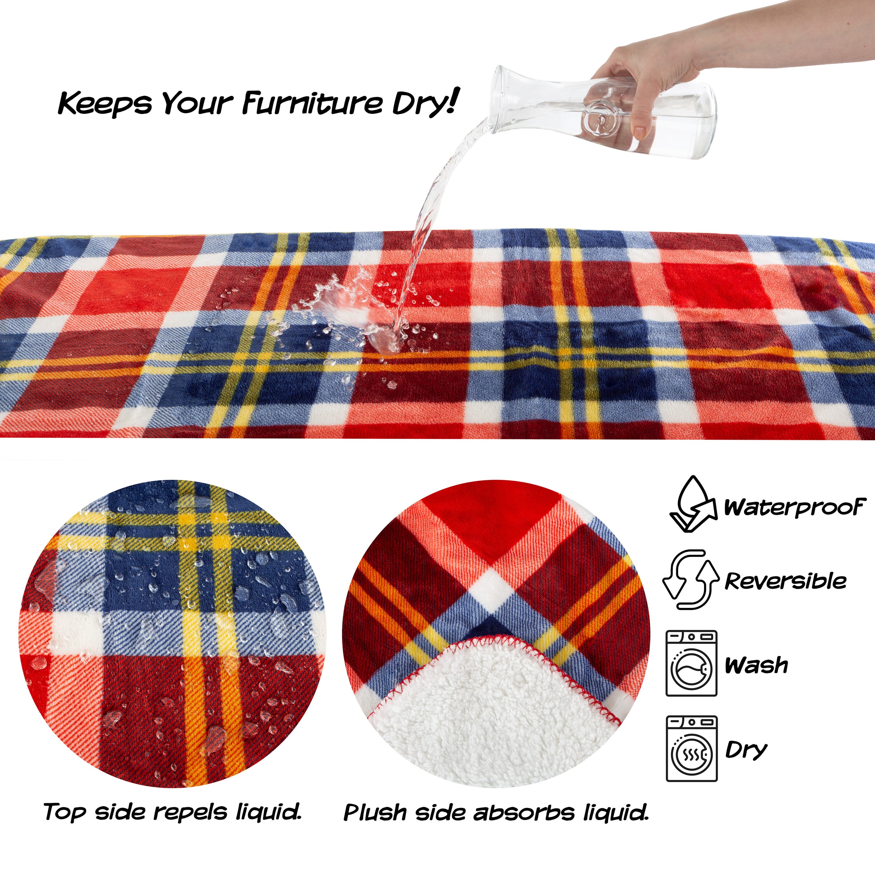 Large Red Plaid Waterproof Outdoor Pet Blanket