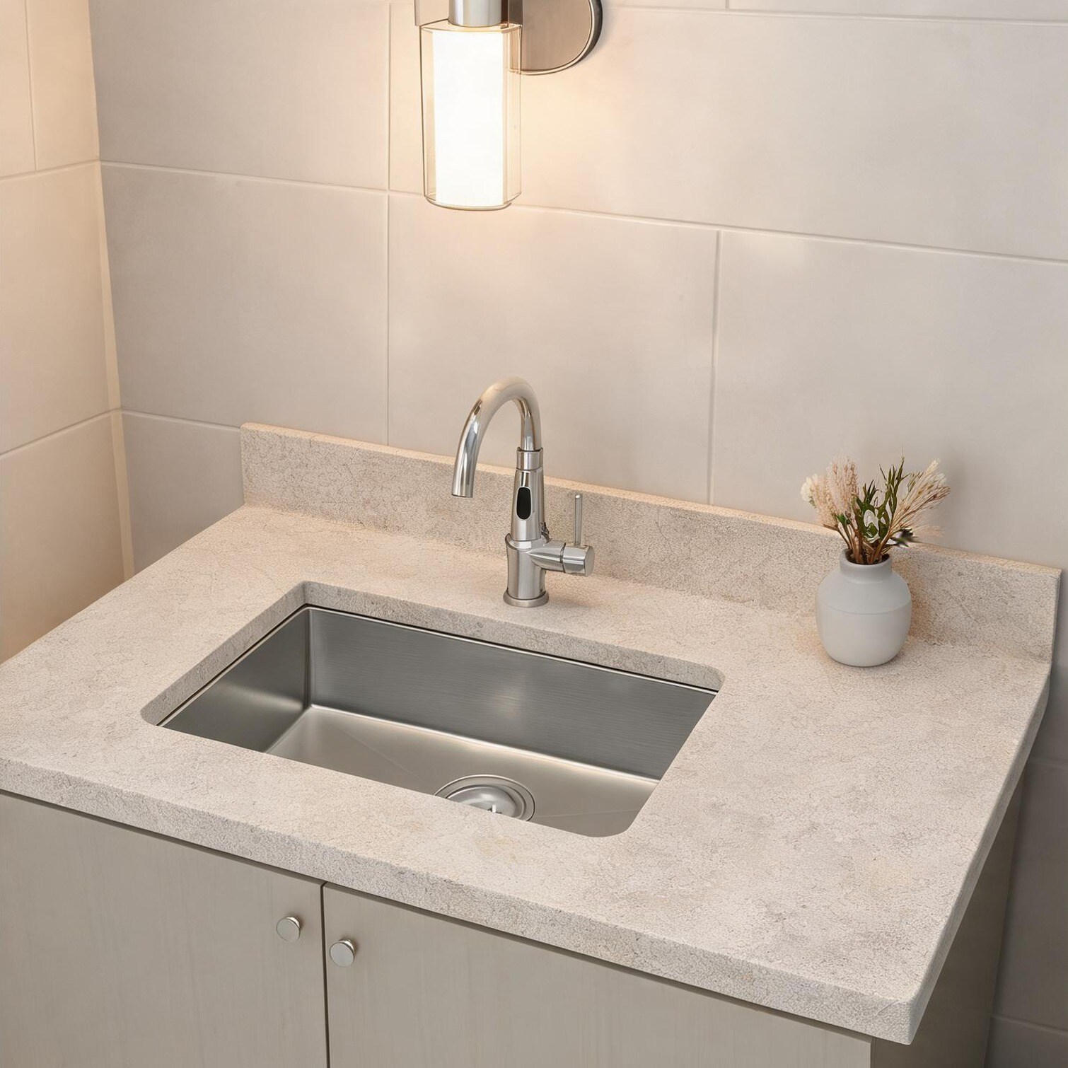 Naturefalls Stainless Steel Kitchen Sinks for Kitchen 23 in with Storage Brushed Nickel