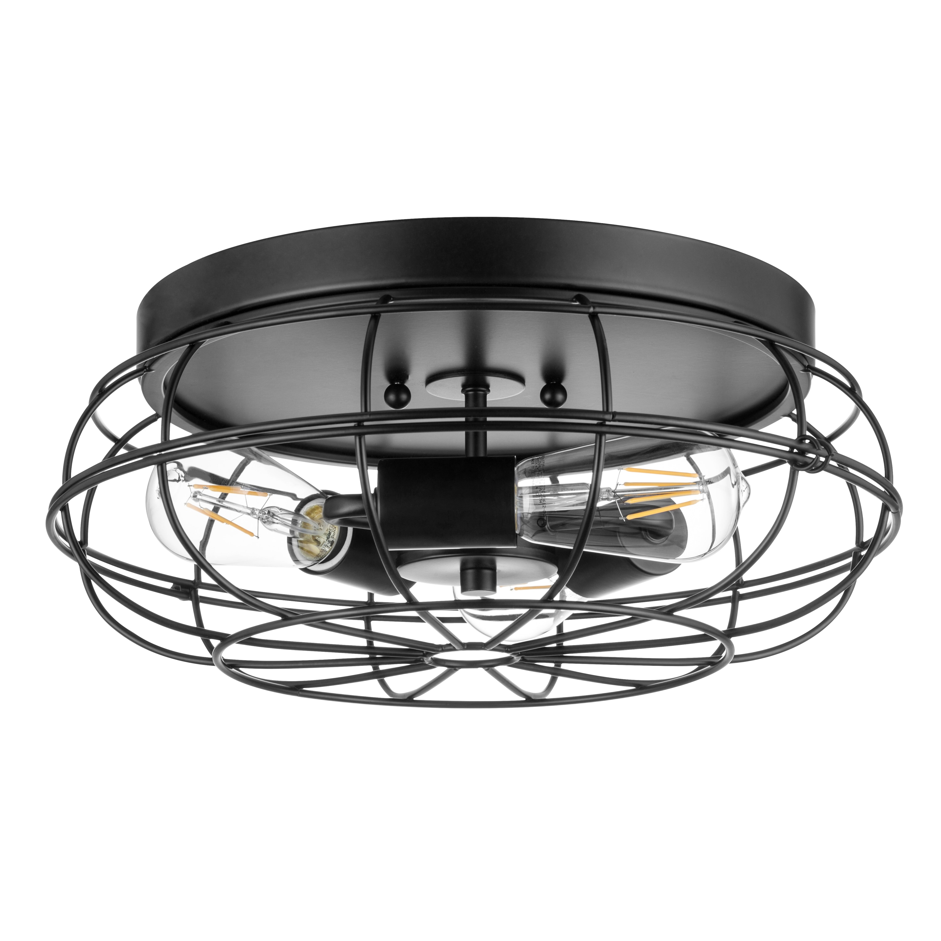 Prominence Home 51552-26 Lincoln Woods 3 -Light 13-in Matte Black Flush Mount Light
