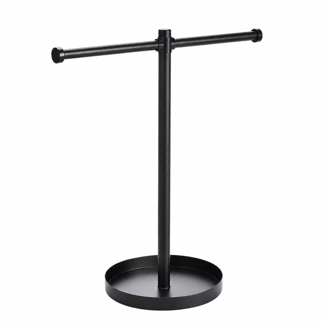 Etokfoks  Black Metal 12 9 in x 5 9 in Minimalist T Shaped Jewelry Stand Decorative Accessory Organizer Tray