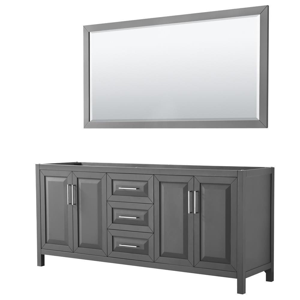 Wyndham Collection WCV252580DKGCXSXXM70 Daria 80-in Dark Gray with Polished Chrome Trim Bathroom Vanity Base Cabinet without Top (Mirror Included)