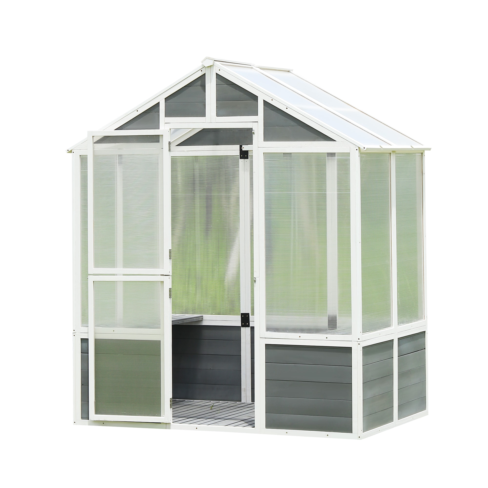 LUXEYARD - Greenhouse Wooden Greenhouse Polycarbonate Garden Shed for Plants 76x48x86 FT Walk-in ...