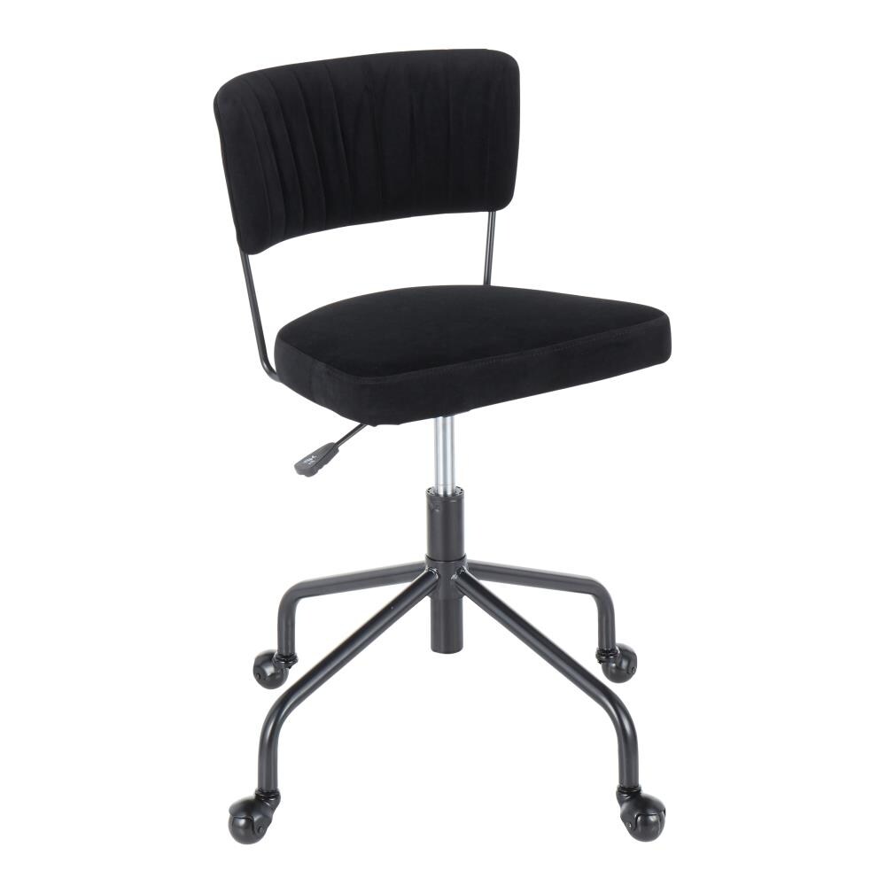 LumiSource OC-TANIA BKVBK Tania Black Metal, Black Velvet Contemporary Adjustable Height Swivel Upholstered Task Chair