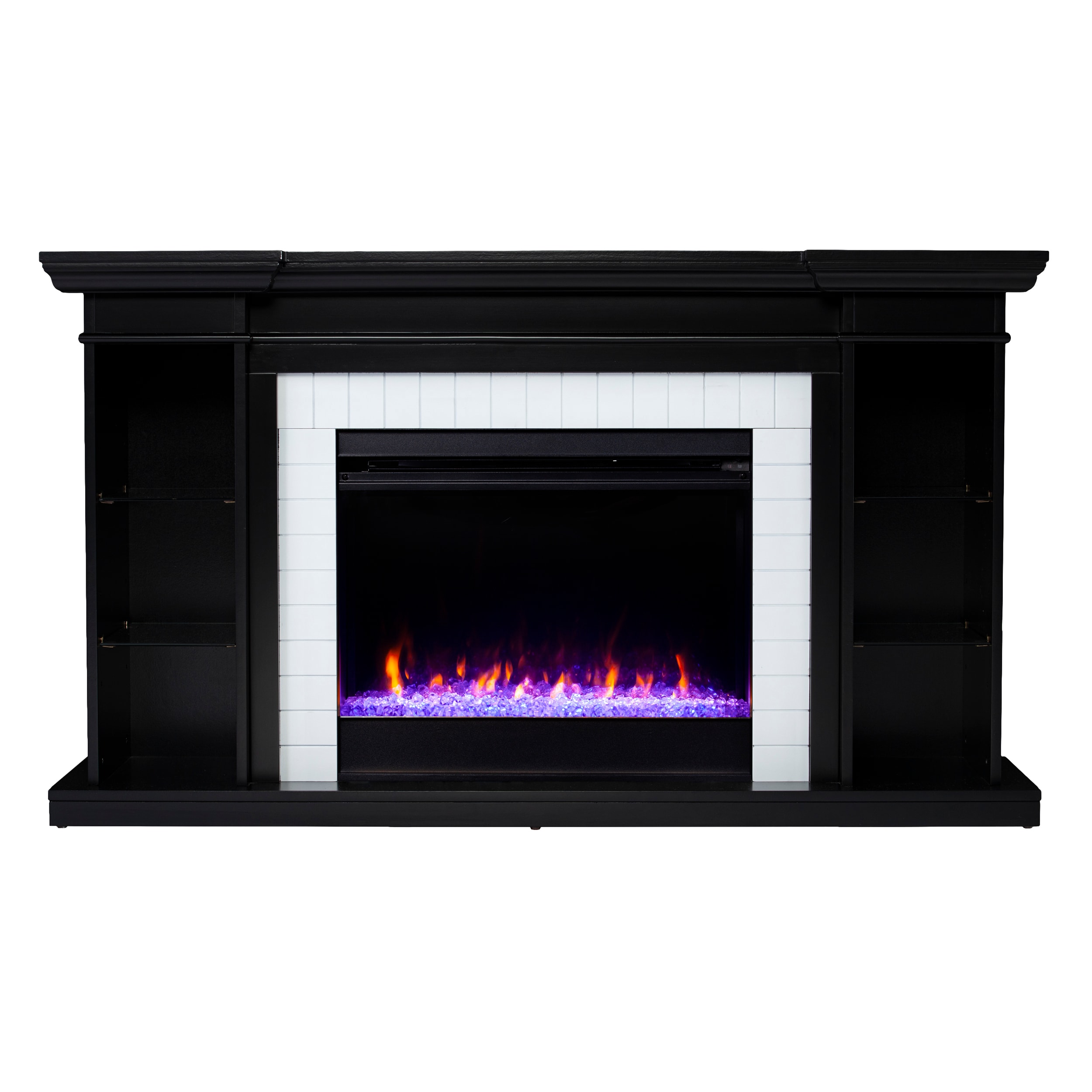 Southern Enterprises FC1225159 54.75-in W Black, White Free standing Fan-forced Flat wall Electric Fireplace with Remote Control Included