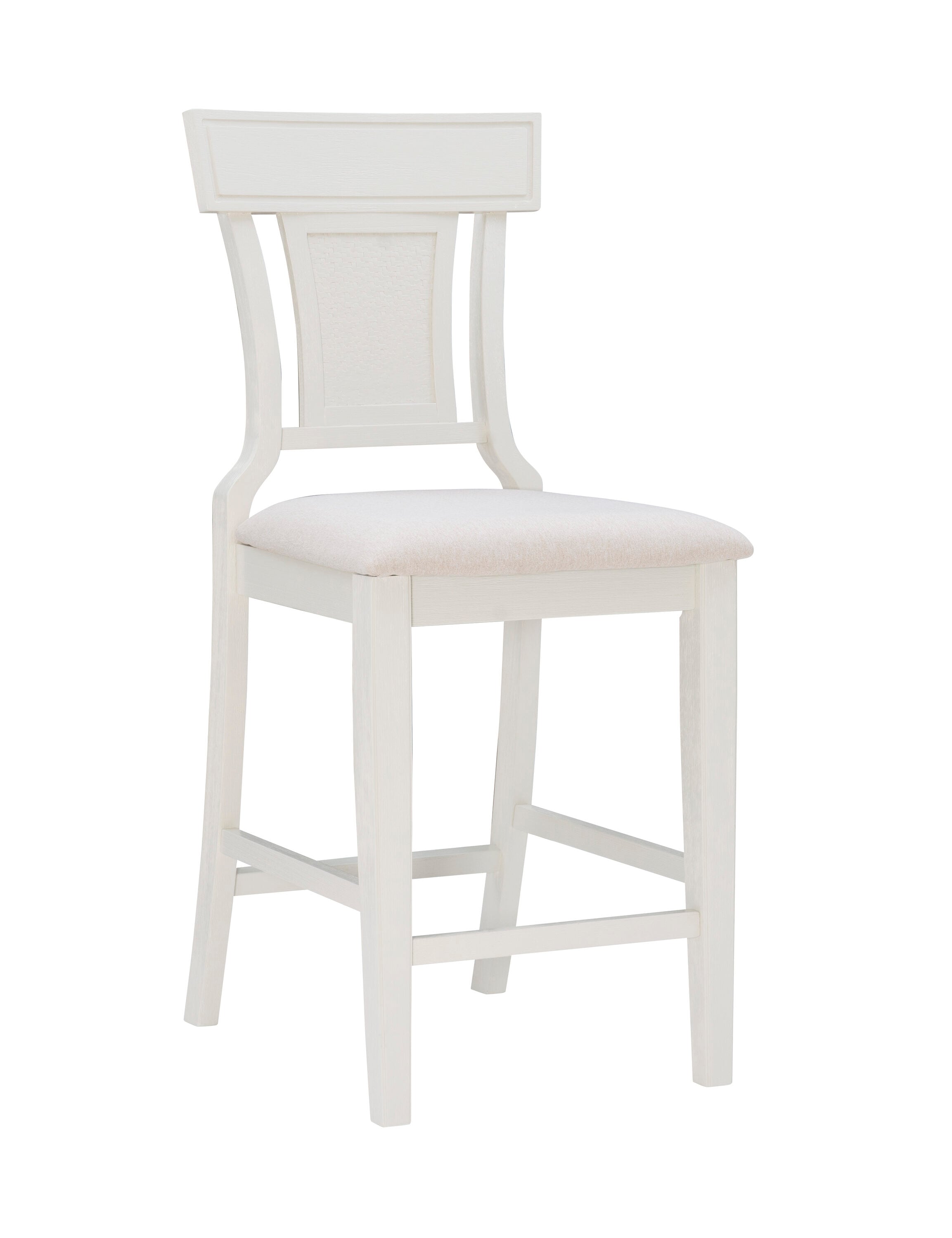 Linon LOWES1490 White 26.0-in H Counter height Square seat Upholstered Wood Bar Stool and Back