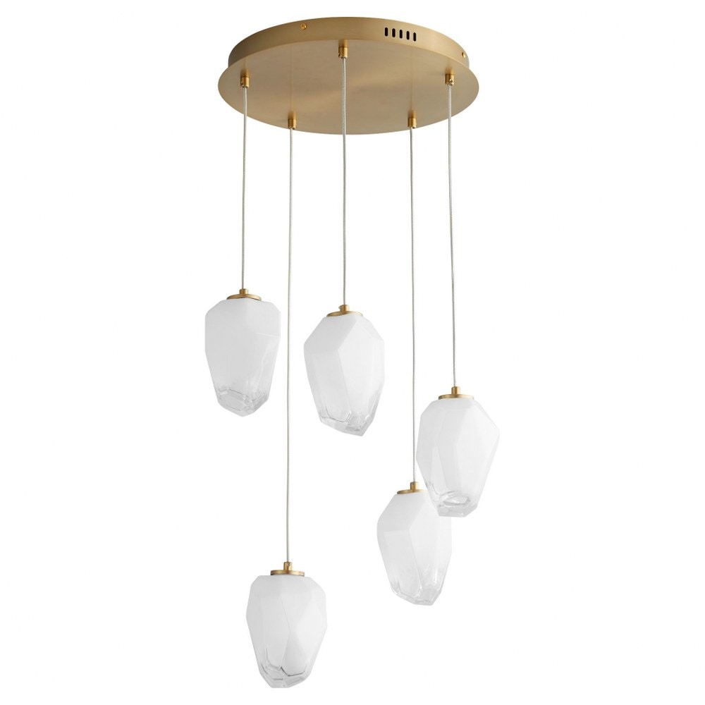 Oxygen Lighting Vivo 5 - Light Aged Brass Contemporary / Modern - LED Aluminum And Glass And Steel Pendant Light