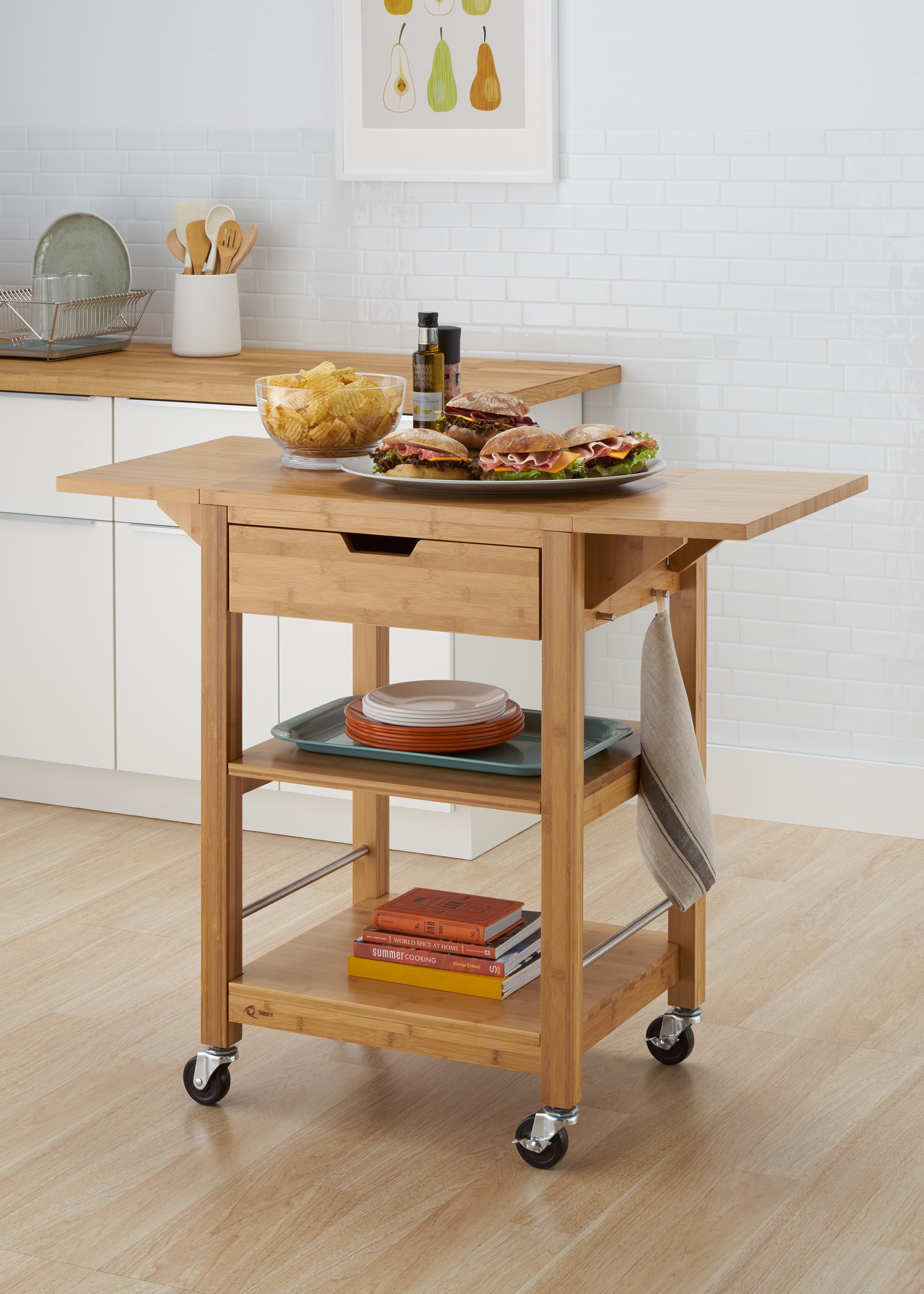 Trinity Bamboo 48 in. Kitchen Island with Drawers