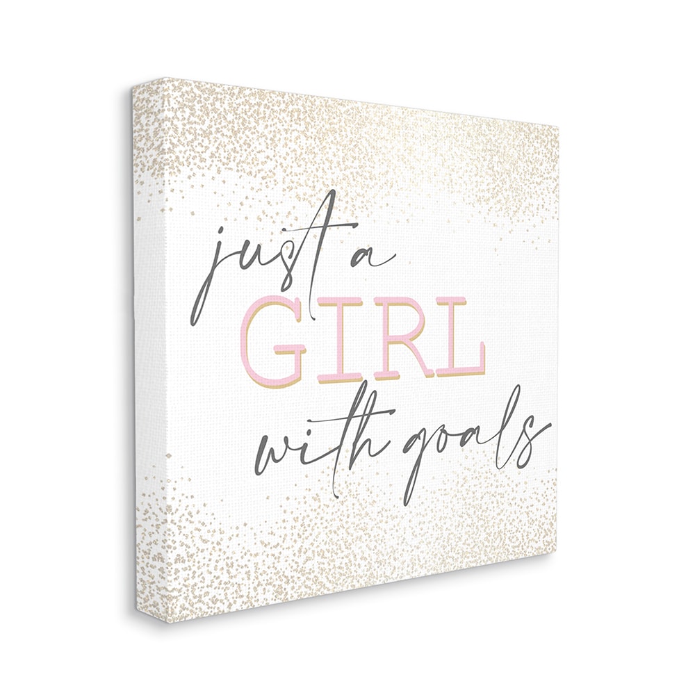 Stupell Industries Girl with Goals Phrase Glamourous Abstract Sparkle ...