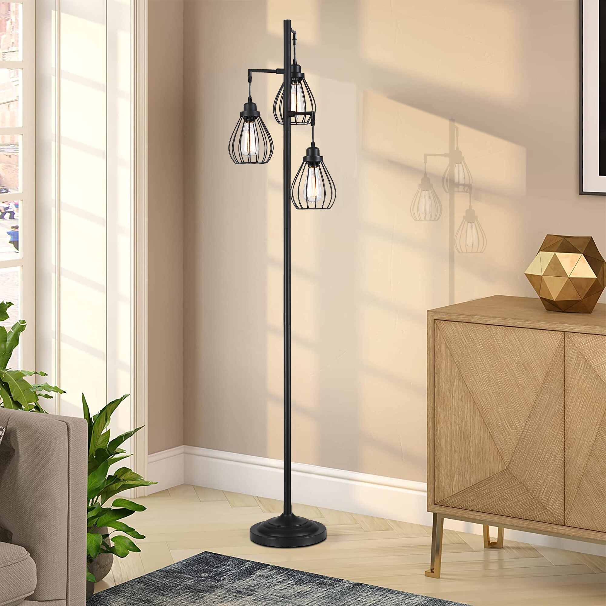 steel tree floor lamp