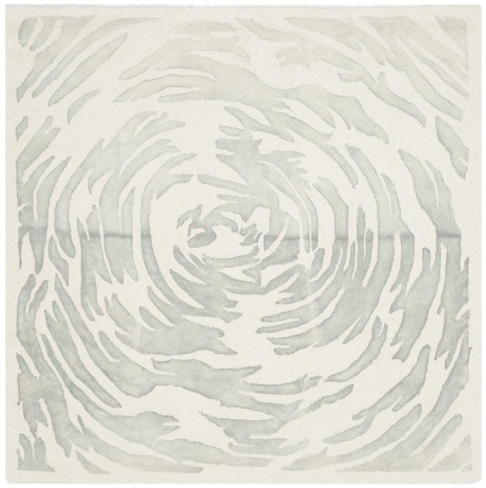 Bella 5' x 5' Square Gray Hand-Tufted Wool Rug