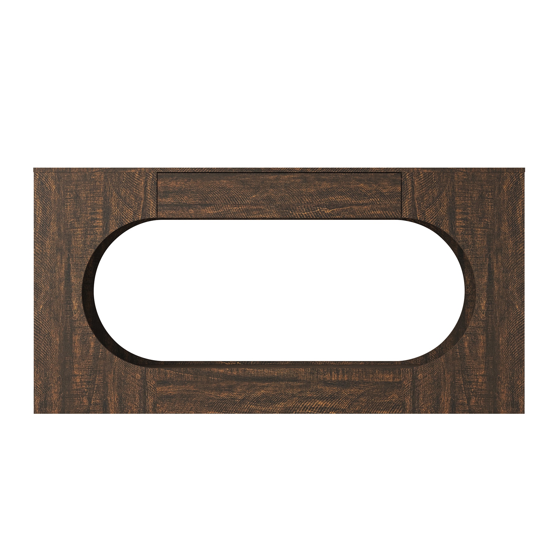 SINOFURN - Modern Rectangular Wood veneer Walnut 63-in W x 31.5-in H Console table with Drawers