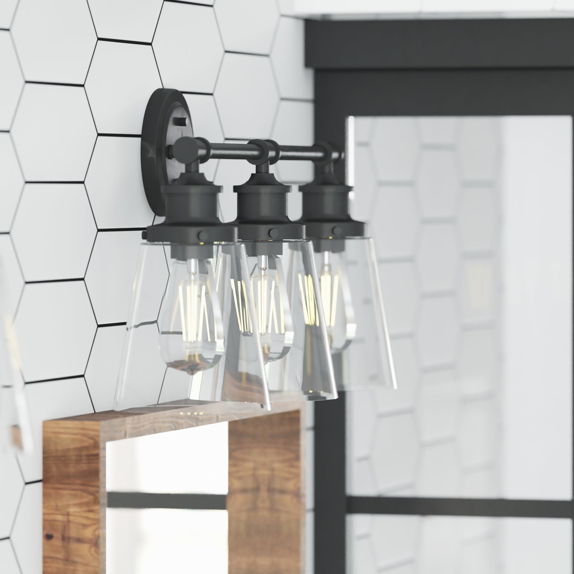 Helenah Matte Black Outdoor Dimmable Vanity Light