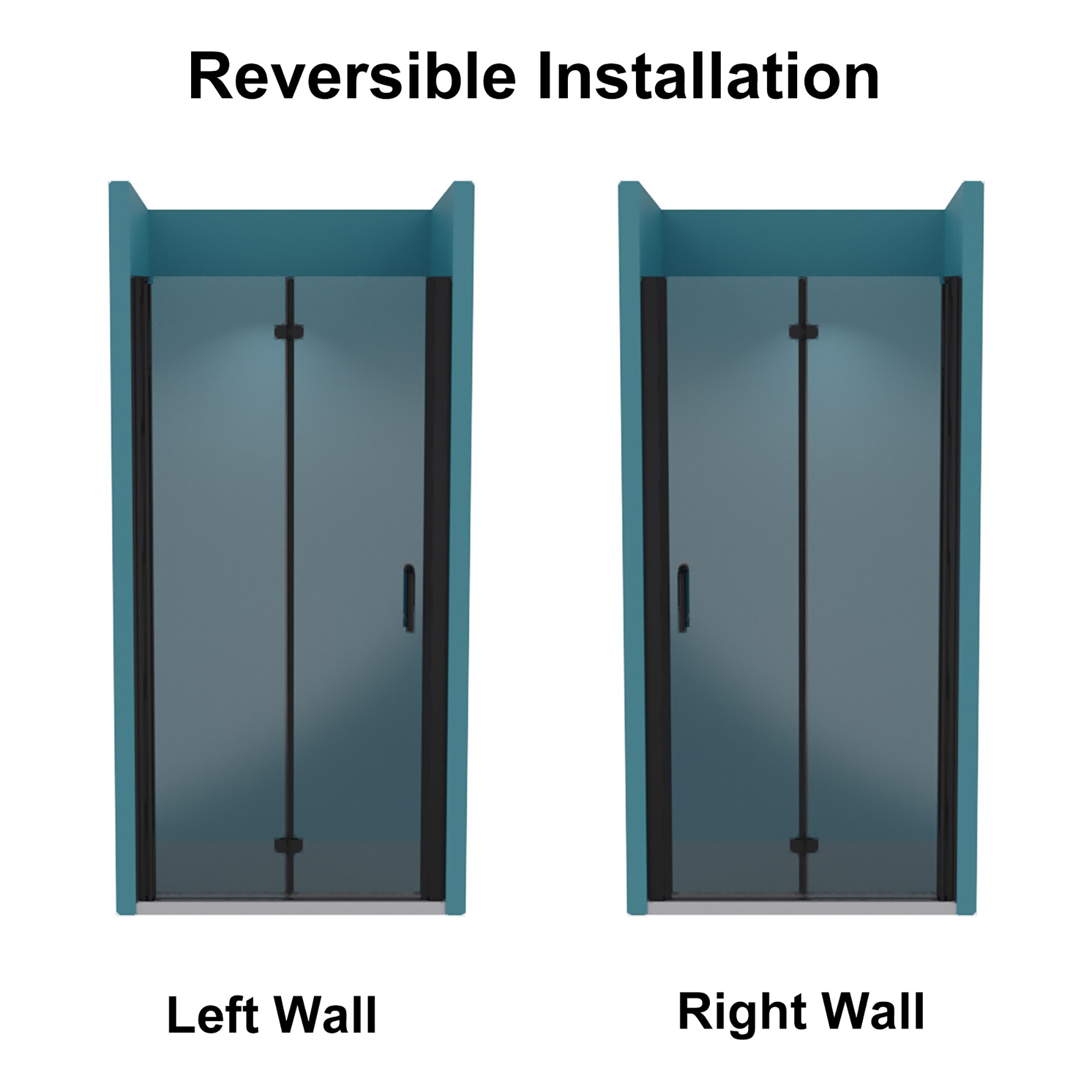 Matte Black Frameless Bifold Shower Door with Clear Glass