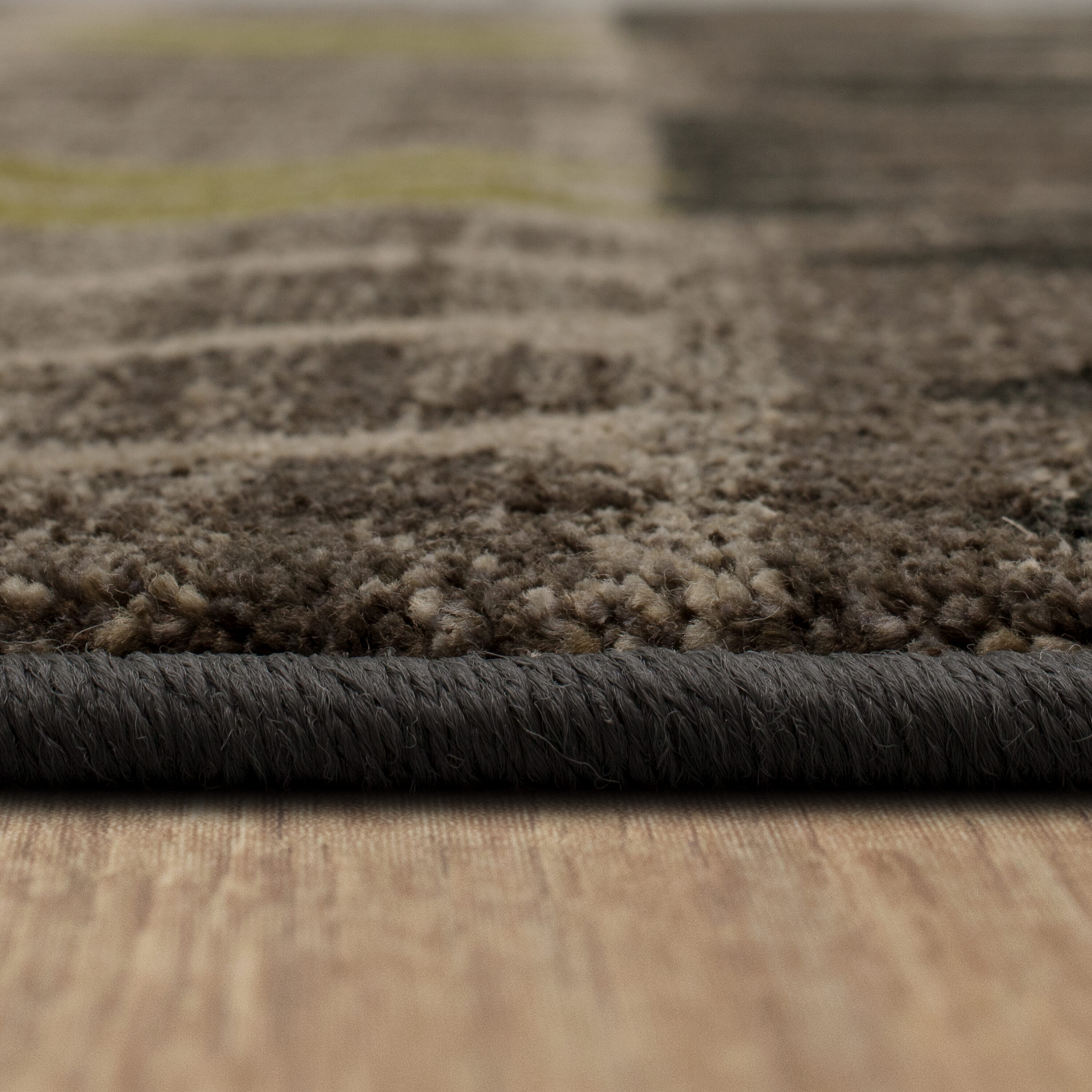 Gray and Black Geometric Polyester Area Rug, 9'6" x 12'11"