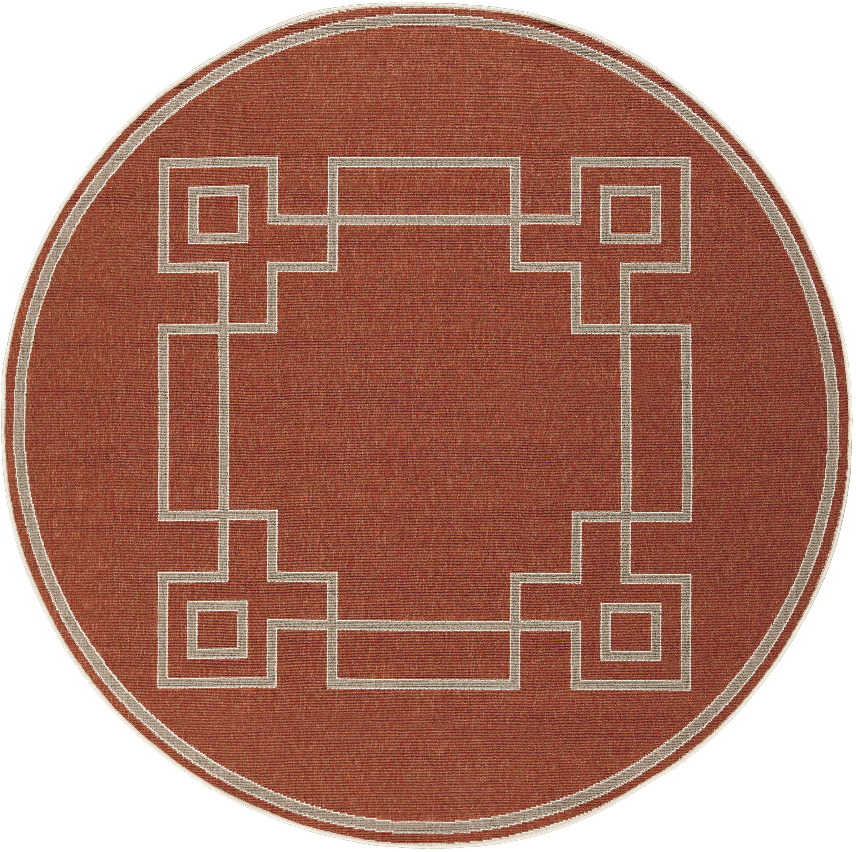 Livabliss ALF9631-53RD Alfresco 5 x 5 (ft) Synthetic Rust Round Indoor Solid Mid-Century Modern Area rug