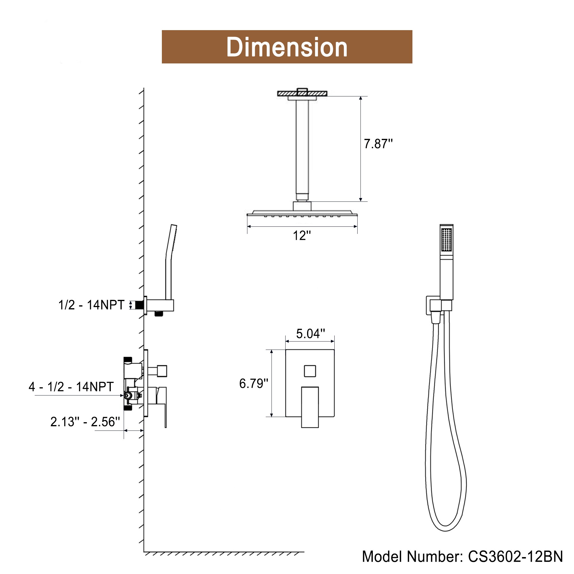 Mondawe MOEB103-10MB Showerhead-Bar-Panels - View #9
